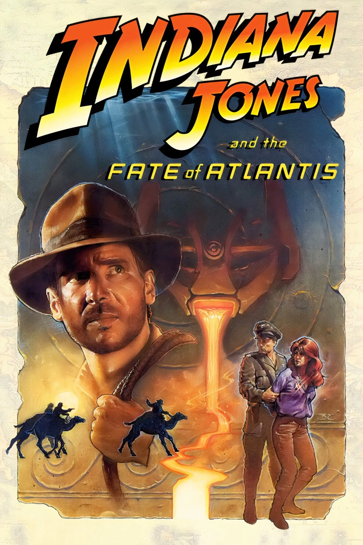 Ảnh chụp màn hình từ game phiêu lưu Indiana Jones and the Fate of Atlantis, thể hiện một cảnh giải đố trong game.
