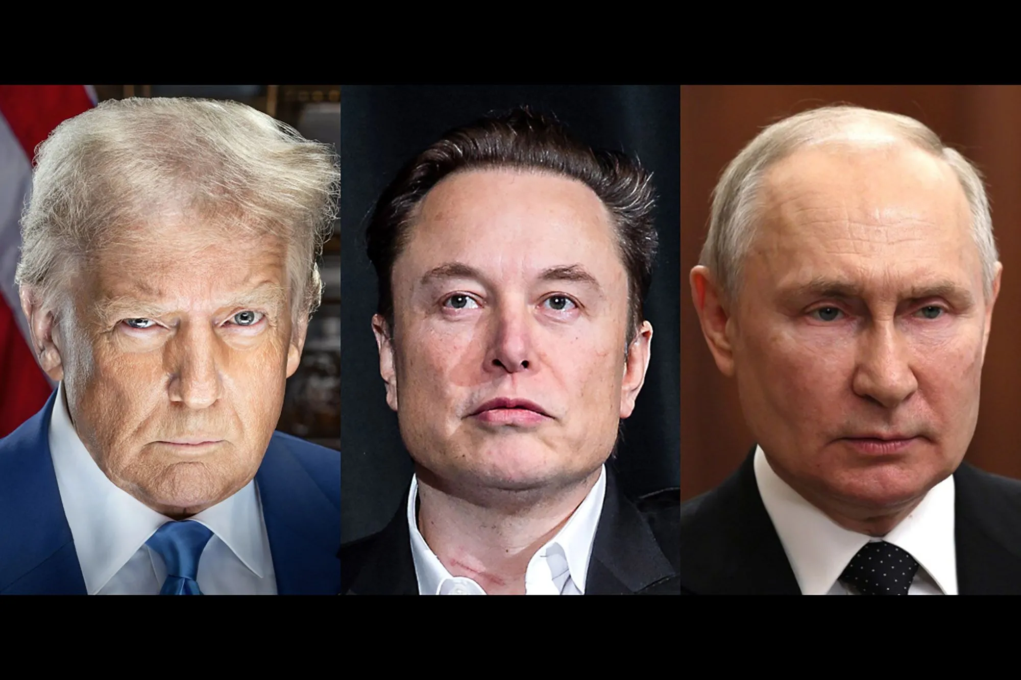 Ảnh ghép Trump, Musk và Putin