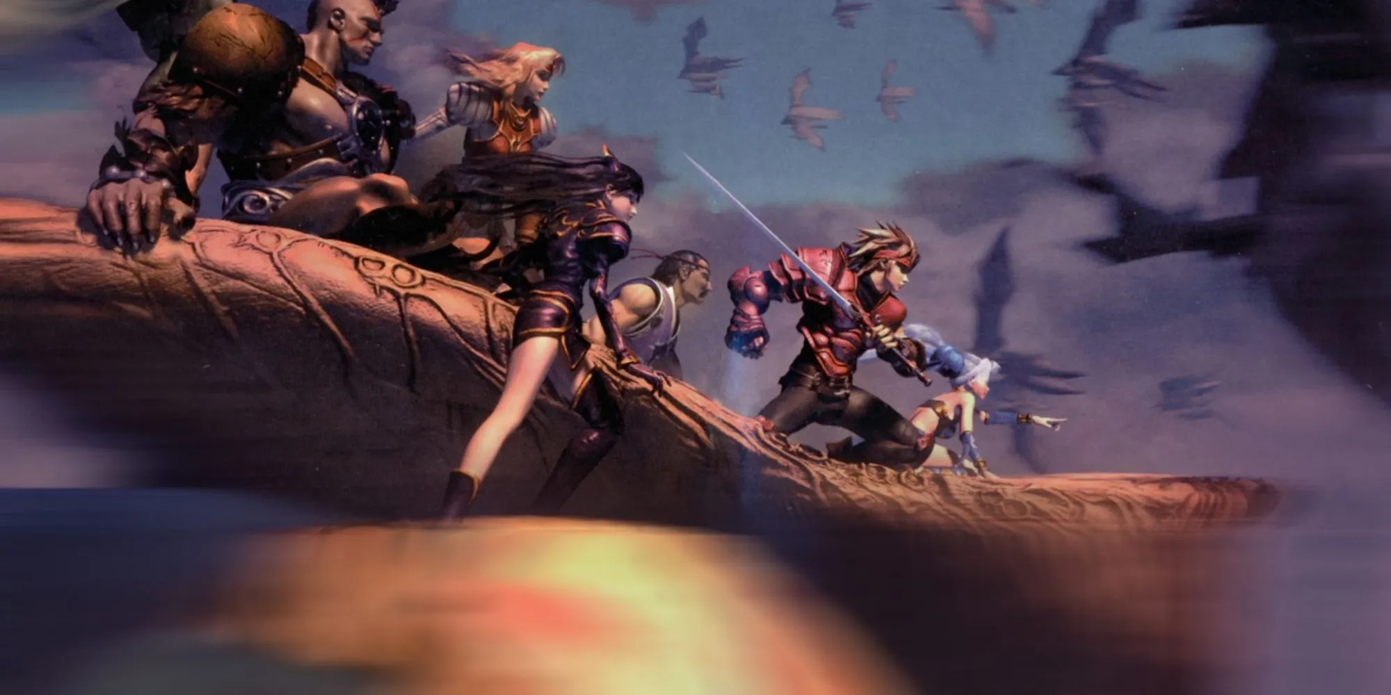 Ảnh minh họa các nhân vật chính trong game nhập vai kinh điển The Legend of Dragoon trên PlayStation.