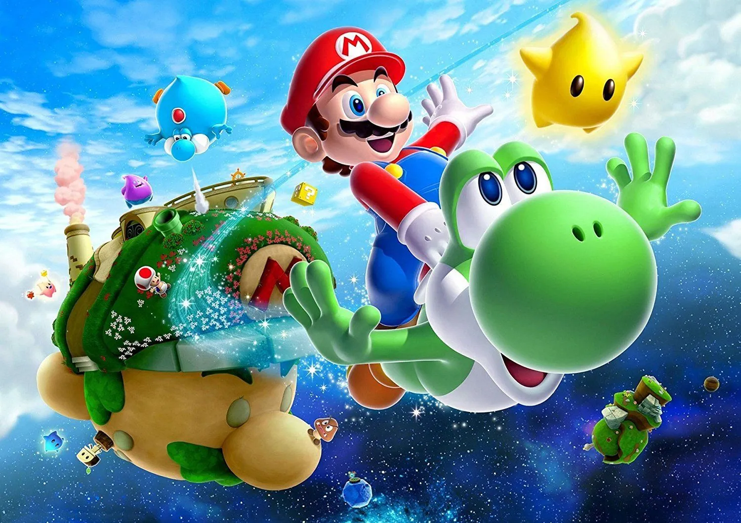 Ảnh nghệ thuật Super Mario Galaxy 2 có Yoshi