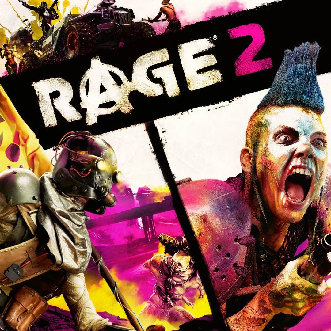 Ảnh quảng bá game Rage 2, một tựa game FPS thế giới mở đầy màu sắc và hỗn loạn