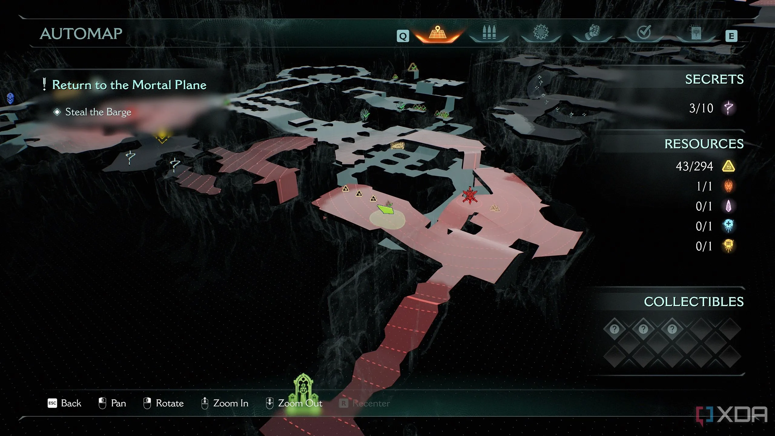 Bản đồ 3D Automap trong Doom: The Dark Ages hiển thị vị trí của Mancubus.