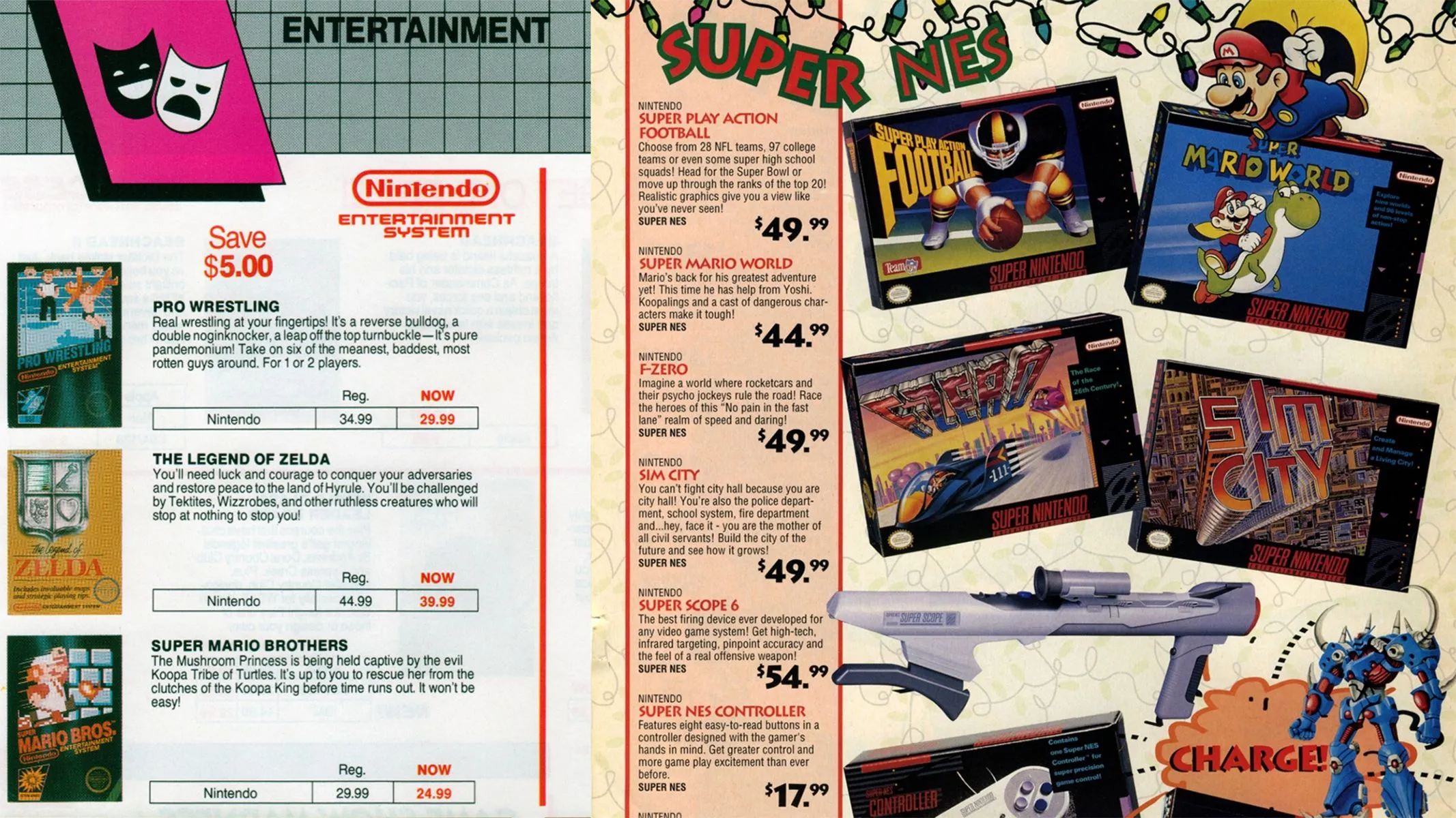 Bản scan danh sách giá game NES và SNES từ những năm 80-90
