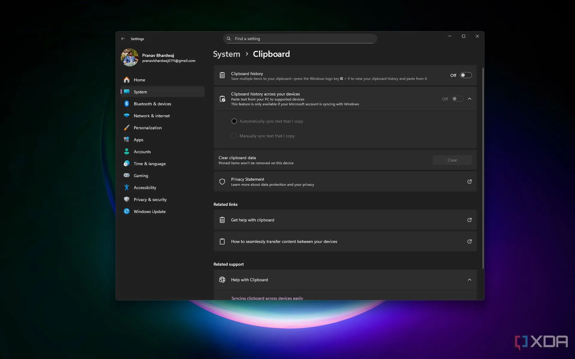 Bật lịch sử Clipboard trong Windows