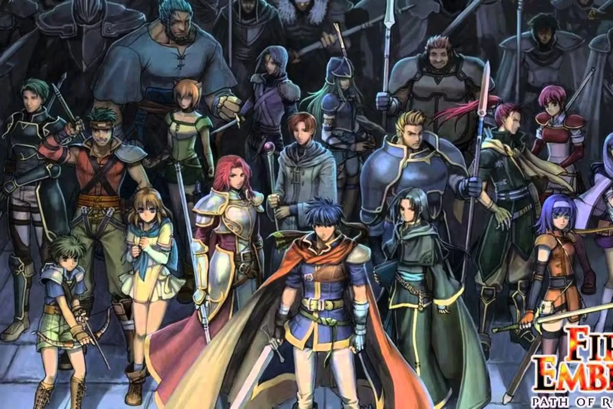 Bìa game Fire Emblem: Path of Radiance với các nhân vật chính, tựa game chiến thuật RPG được yêu thích trên GameCube.