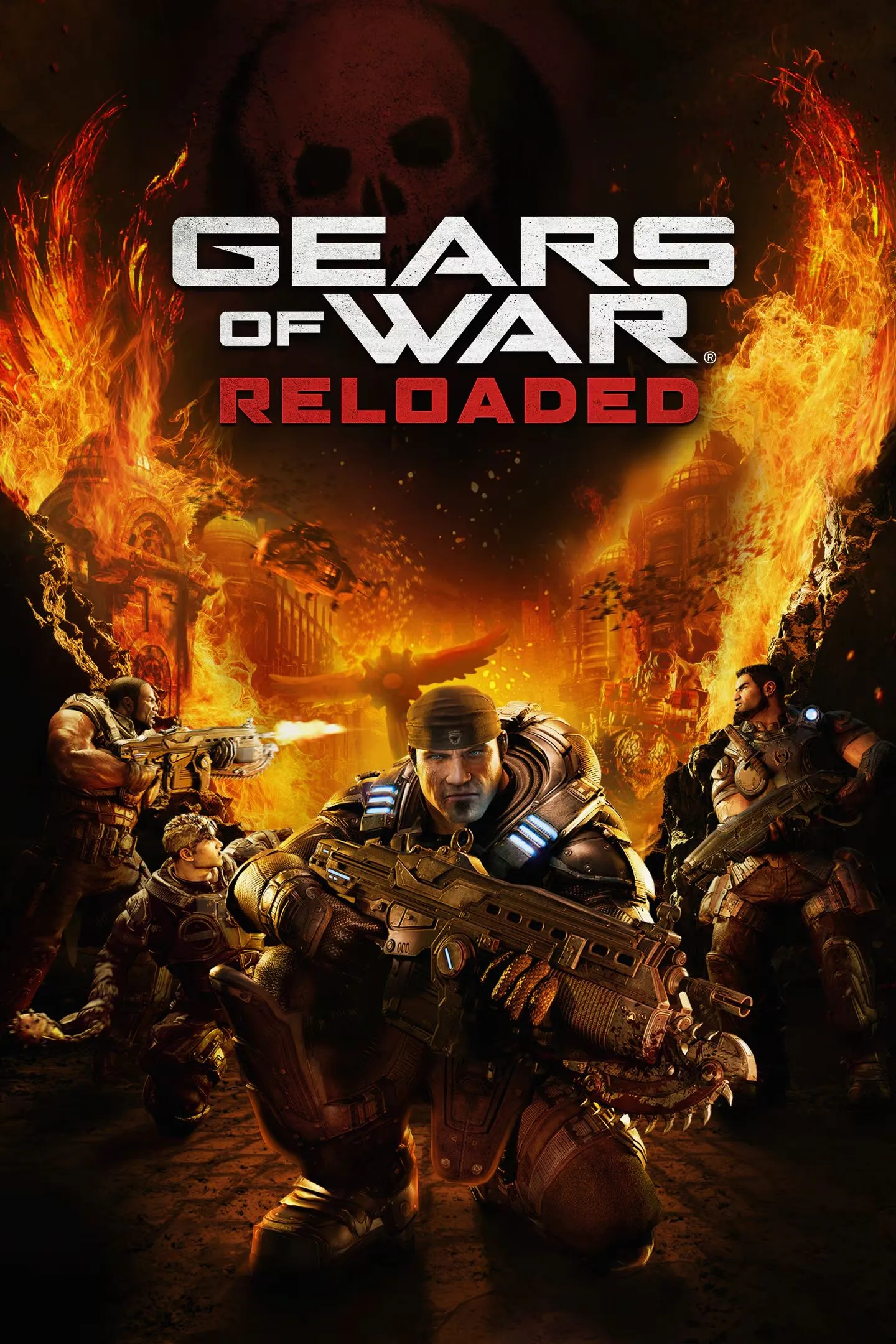 Bìa game Gears of War: Reloaded với Marcus Fenix và các nhân vật khác