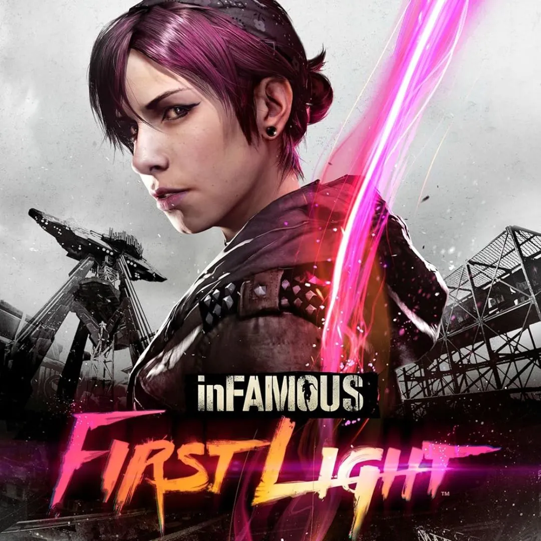 Bìa game inFAMOUS: First Light, một tựa game spin-off độc lập từ bản DLC ban đầu của Second Son