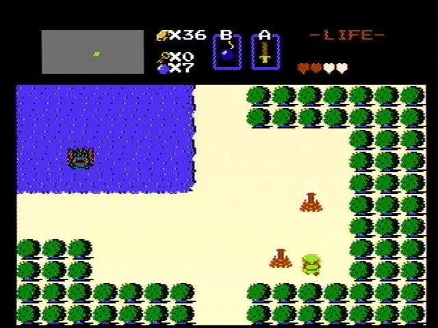 Bìa game The Legend of Zelda trên hệ máy NES/Famicom, với nhân vật Link