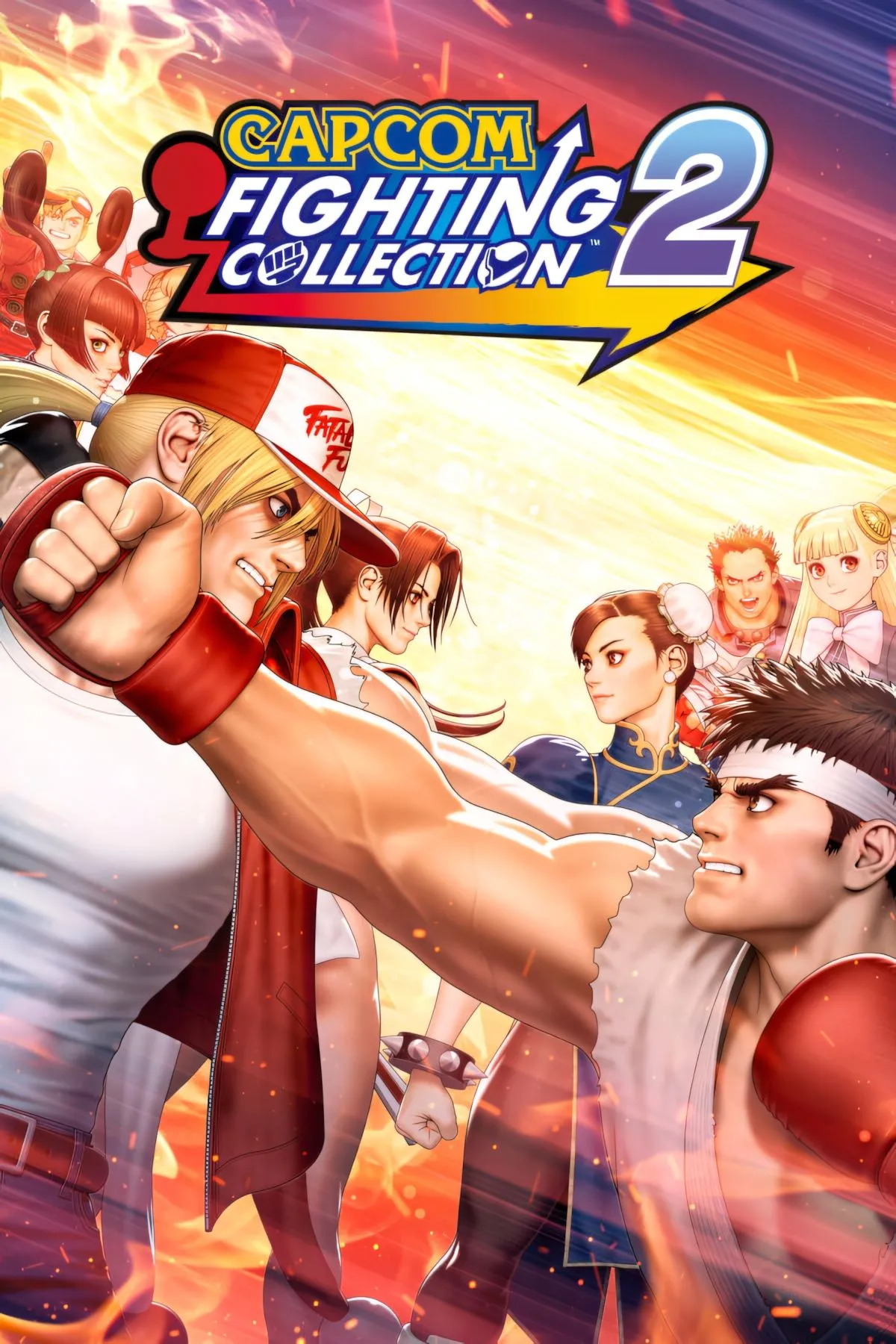 Bìa nghệ thuật của Capcom Fighting Collection 2, với các nhân vật đối kháng biểu tượng