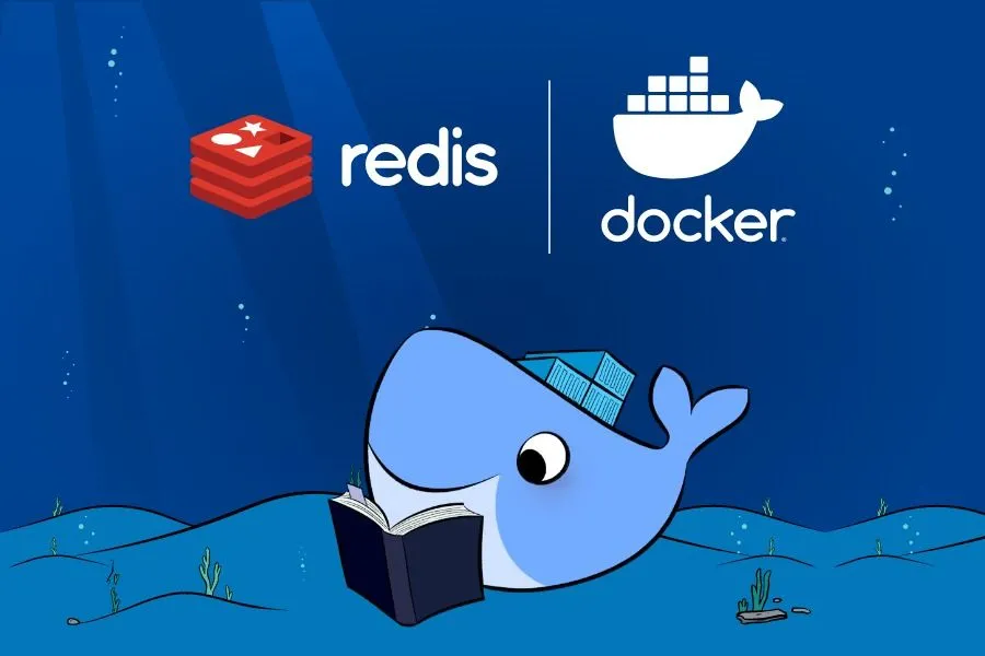 Biểu tượng Redis với Docker container, đại diện cho hiệu suất tối ưu và quản lý tài nguyên hiệu quả trong các dự án cá nhân.