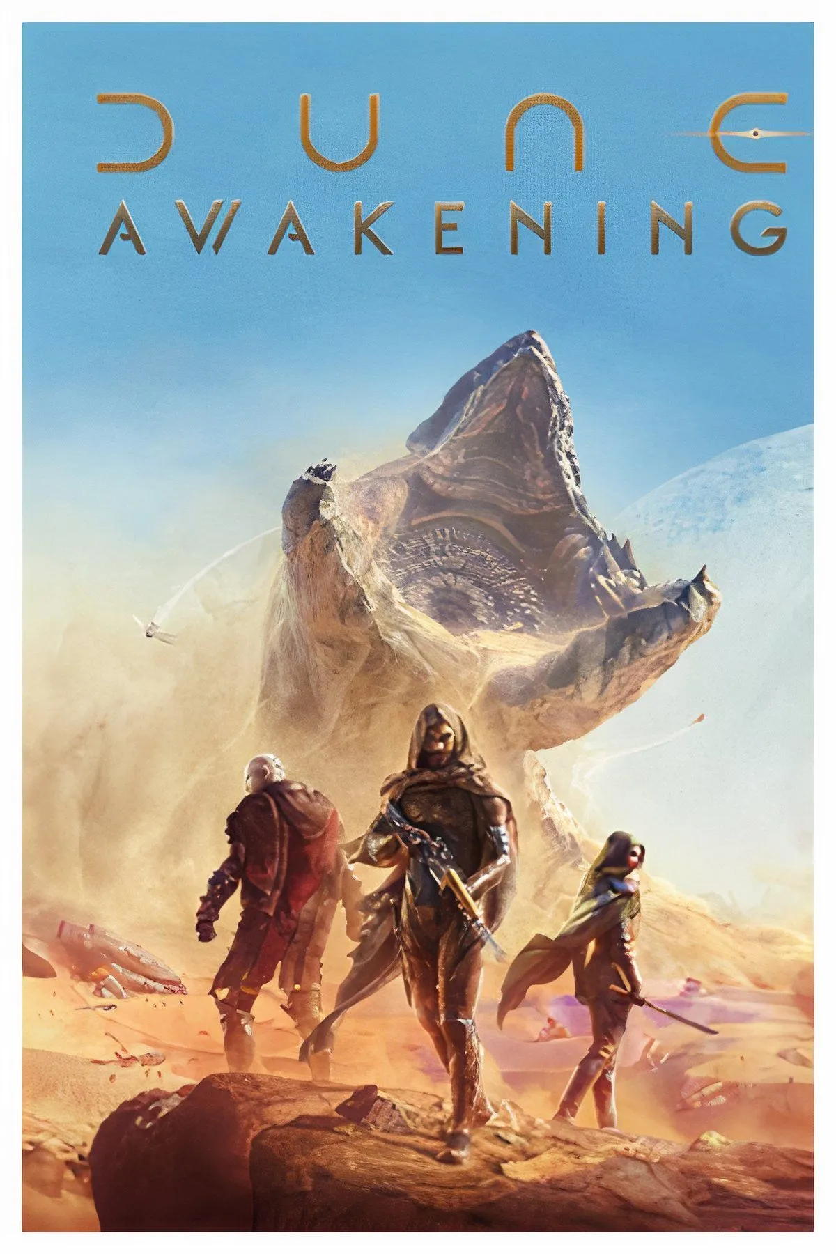 Bối cảnh hành tinh Arrakis rộng lớn trong Dune Awakening, với những cồn cát và cơn bão gia vị.