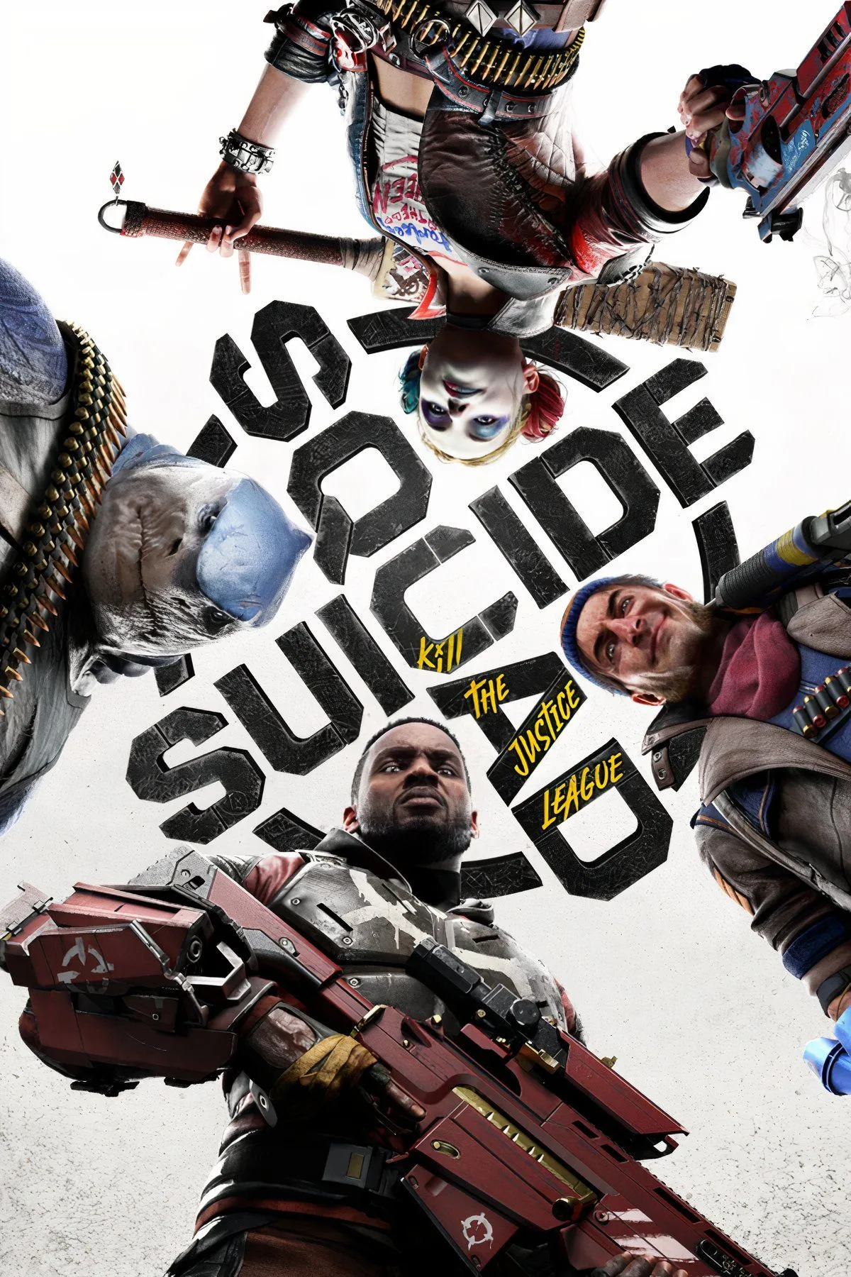 Bốn nhân vật chính của Suicide Squad: Kill the Justice League đang đứng trong một thành phố
