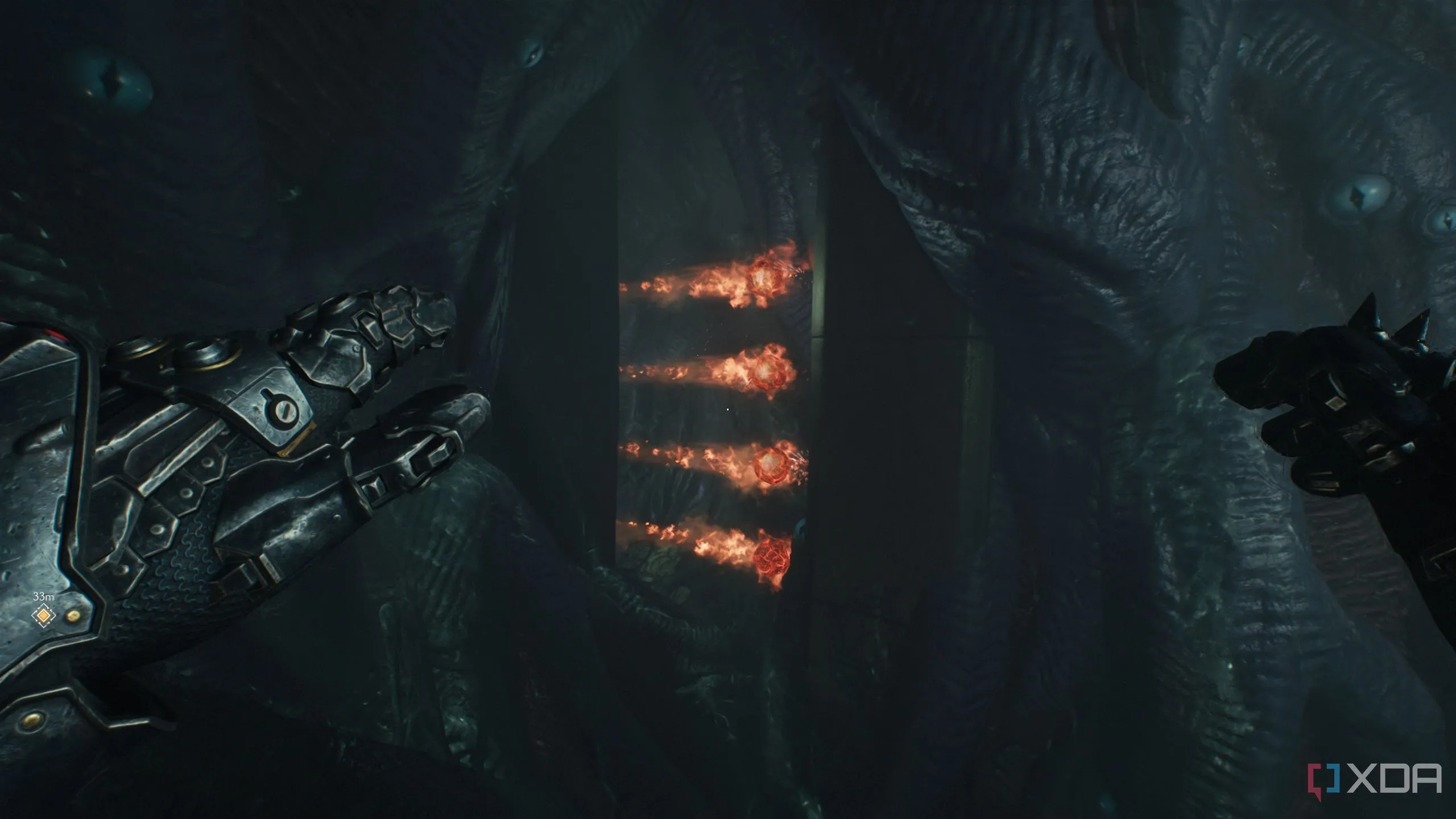 Các chướng ngại vật lửa dưới nước trong Chapter 15 của Doom: The Dark Ages.