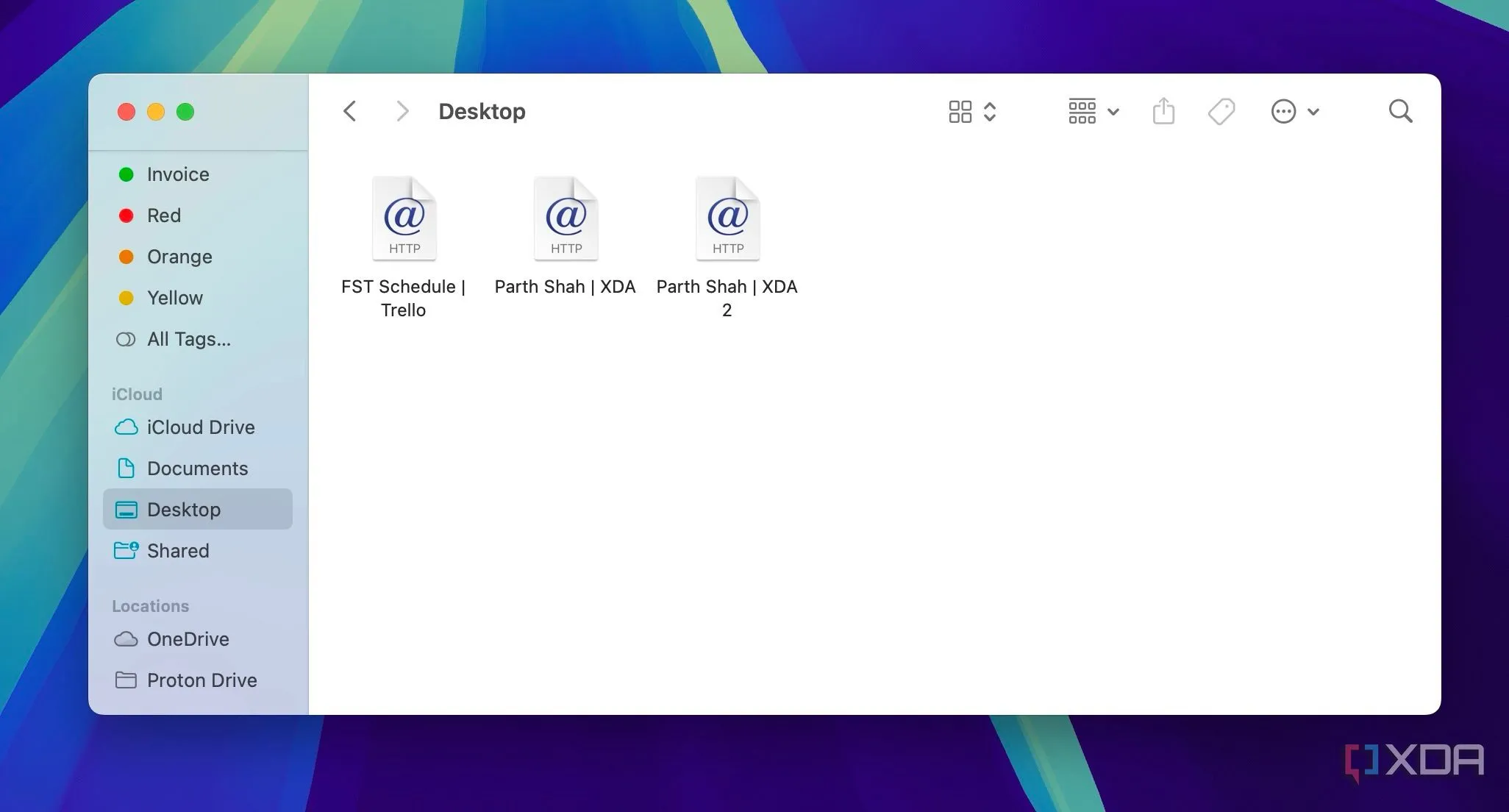 Các shortcut trang web được lưu trên màn hình desktop của macOS, đồng bộ với iCloud