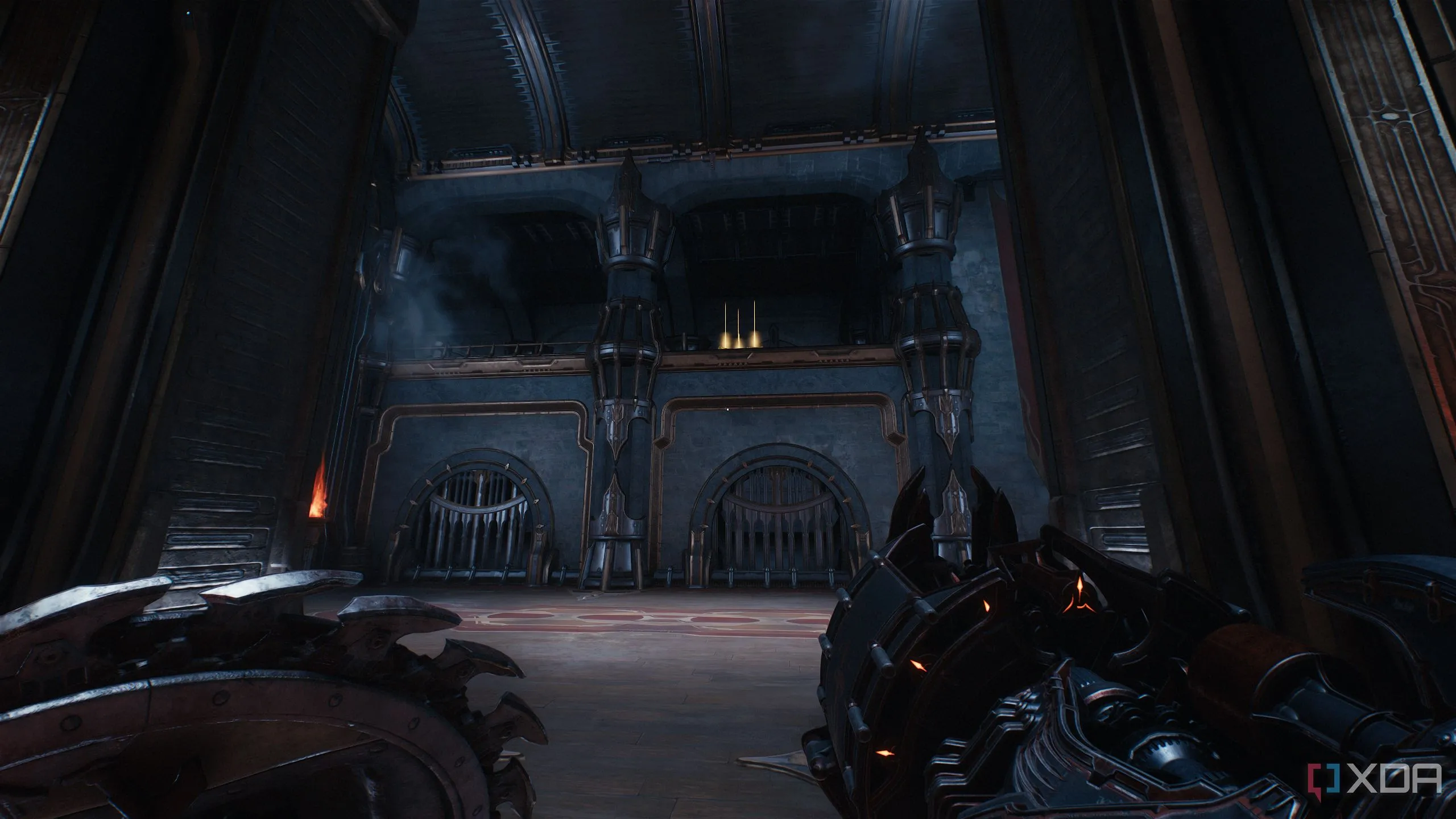 Các thỏi vàng trên ban công cao trong khu vực Sentinel Barracks của Doom The Dark Ages.