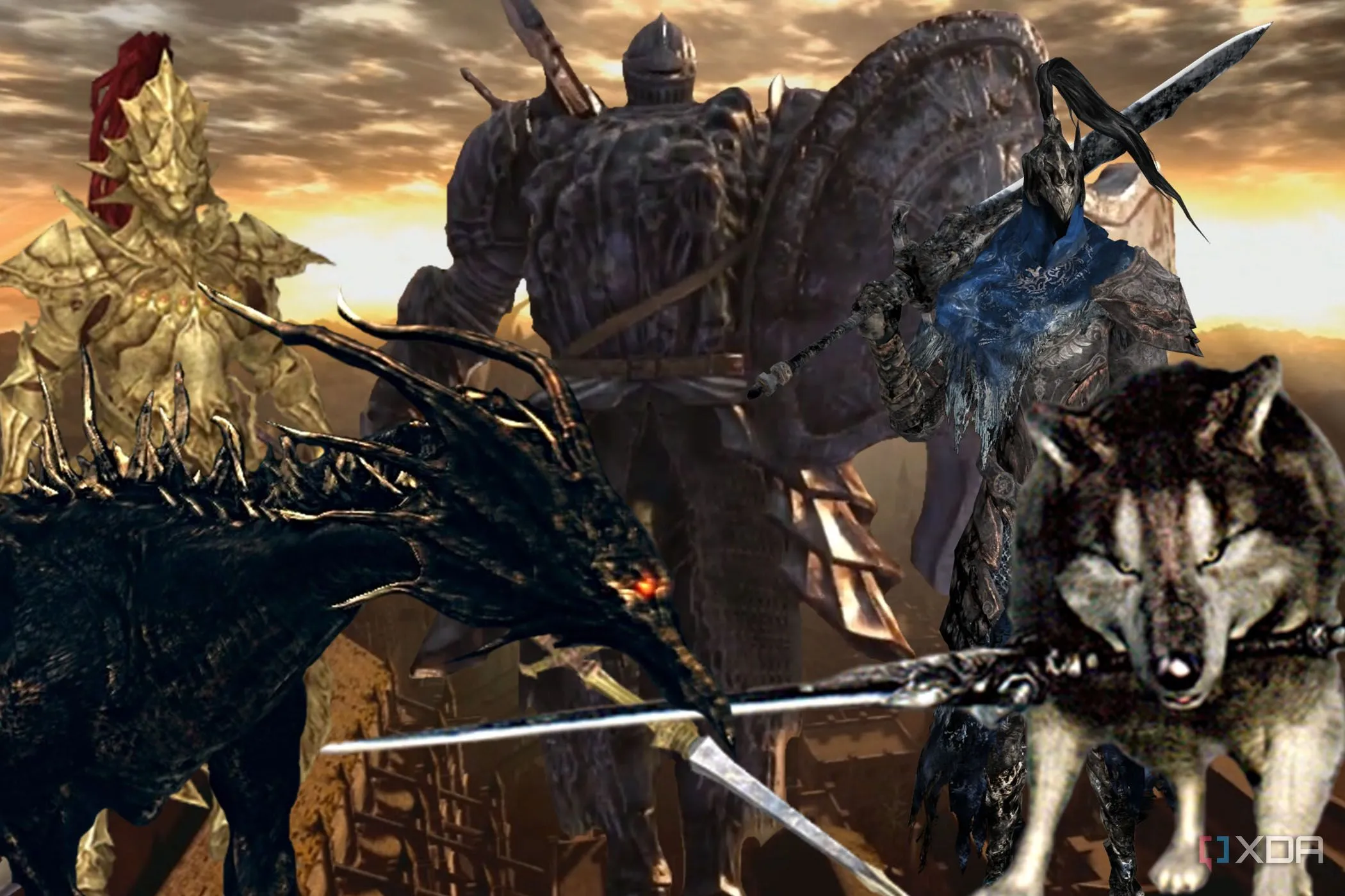 Các trùm game Soulsborne từ Dark Souls tập hợp, phản ánh phong cách gothic và thử thách khắc nghiệt mà The Duskbloods mang đến cho Nintendo Switch 2.
