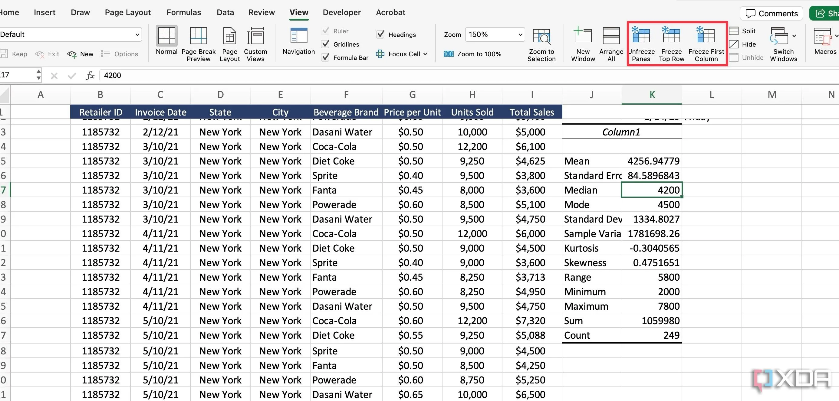 Cách đóng băng hàng và cột trong Excel để dễ dàng xem dữ liệu lớn