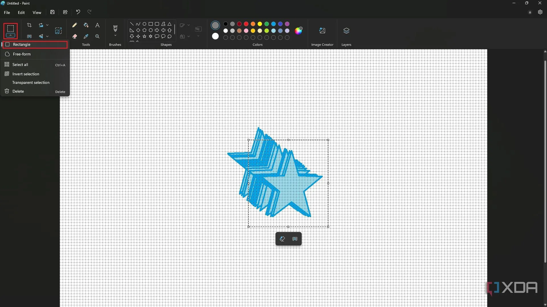 Cách tạo hiệu ứng glitch bằng công cụ Rectangle Selection trong MS Paint