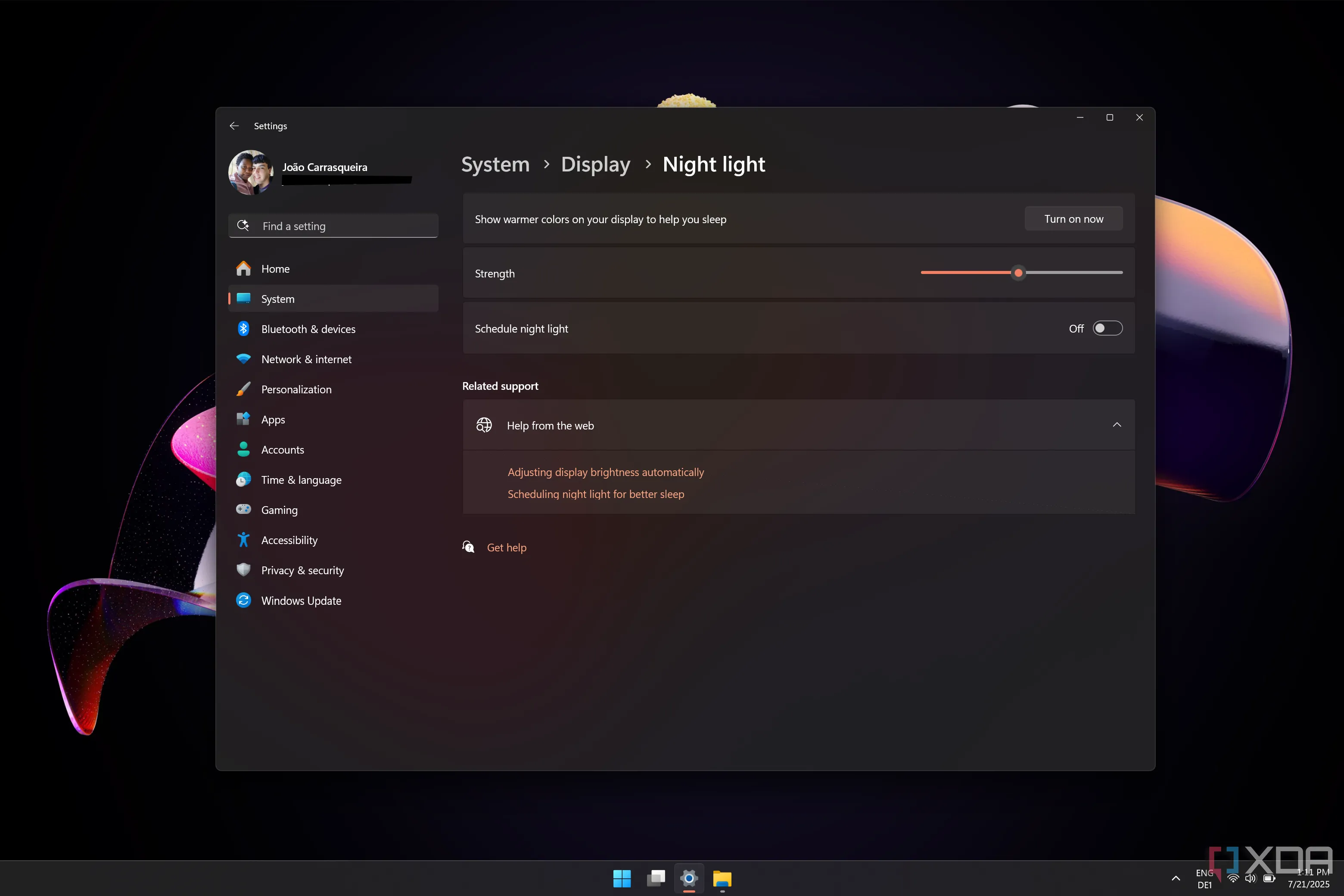 Cài đặt Chế độ Ban đêm (Night light) trên Windows 11