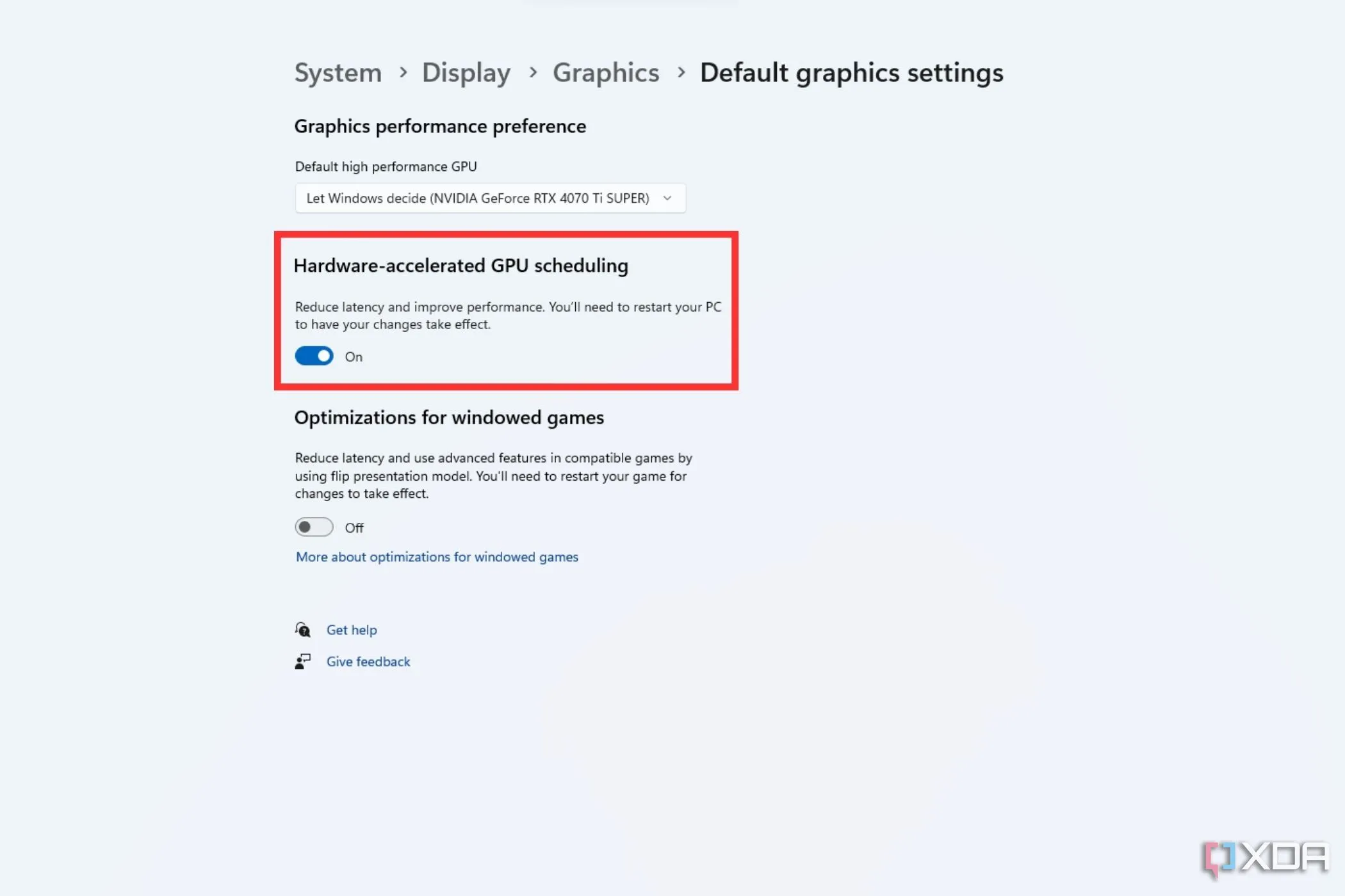 Cài đặt Lịch trình GPU tăng tốc phần cứng trong Windows