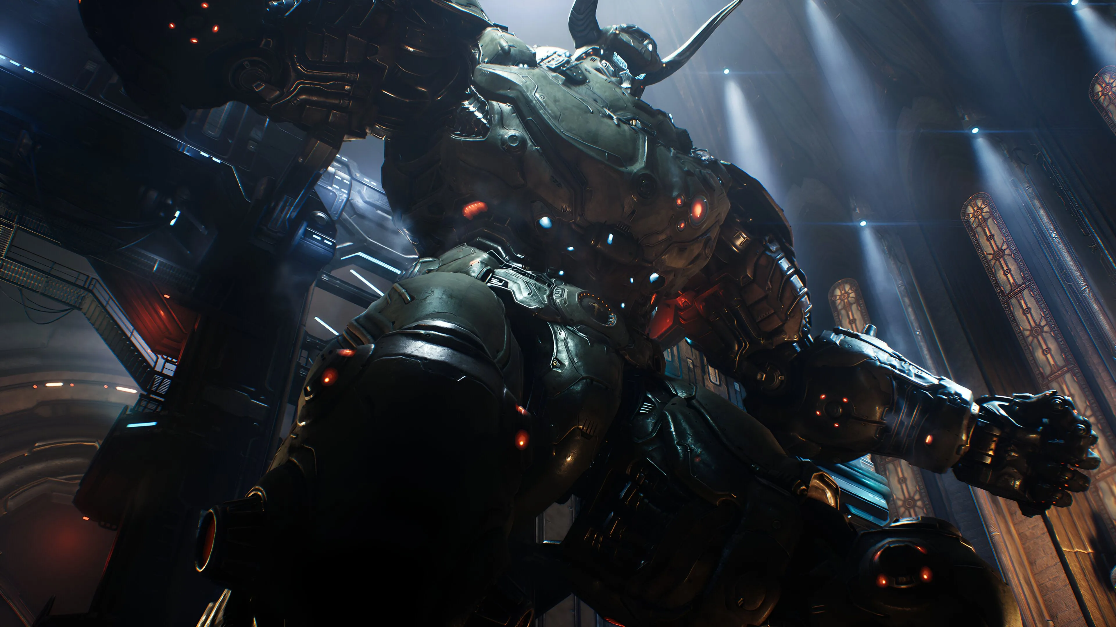 Cận cảnh Atlan mech khổng lồ trong một phân cảnh của Doom: The Dark Ages