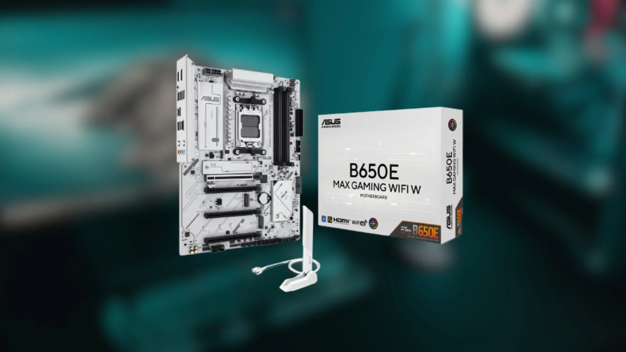 Cận cảnh bo mạch chủ Asus B650E Gaming Wi-Fi với các cổng kết nối và khe cắm mở rộng