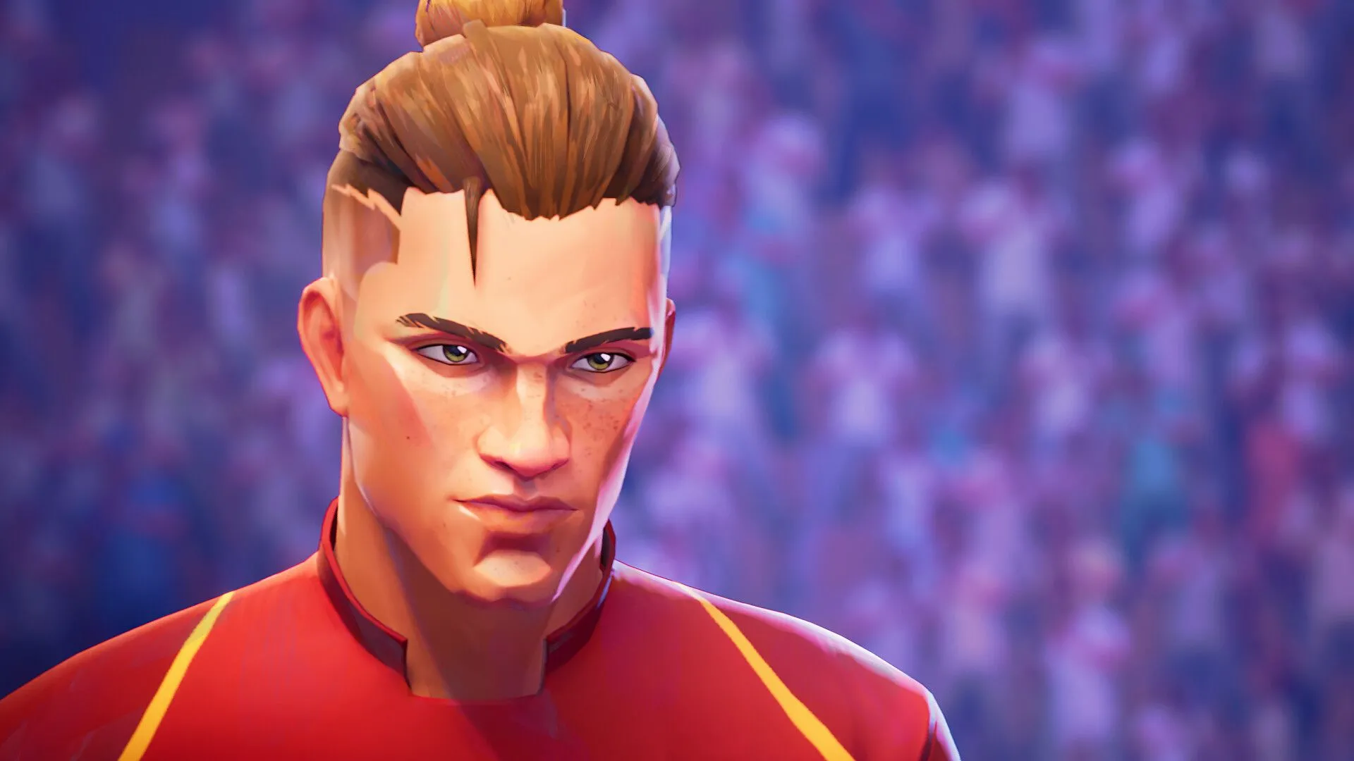 Cận cảnh khuôn mặt một nhân vật trong game Rematch