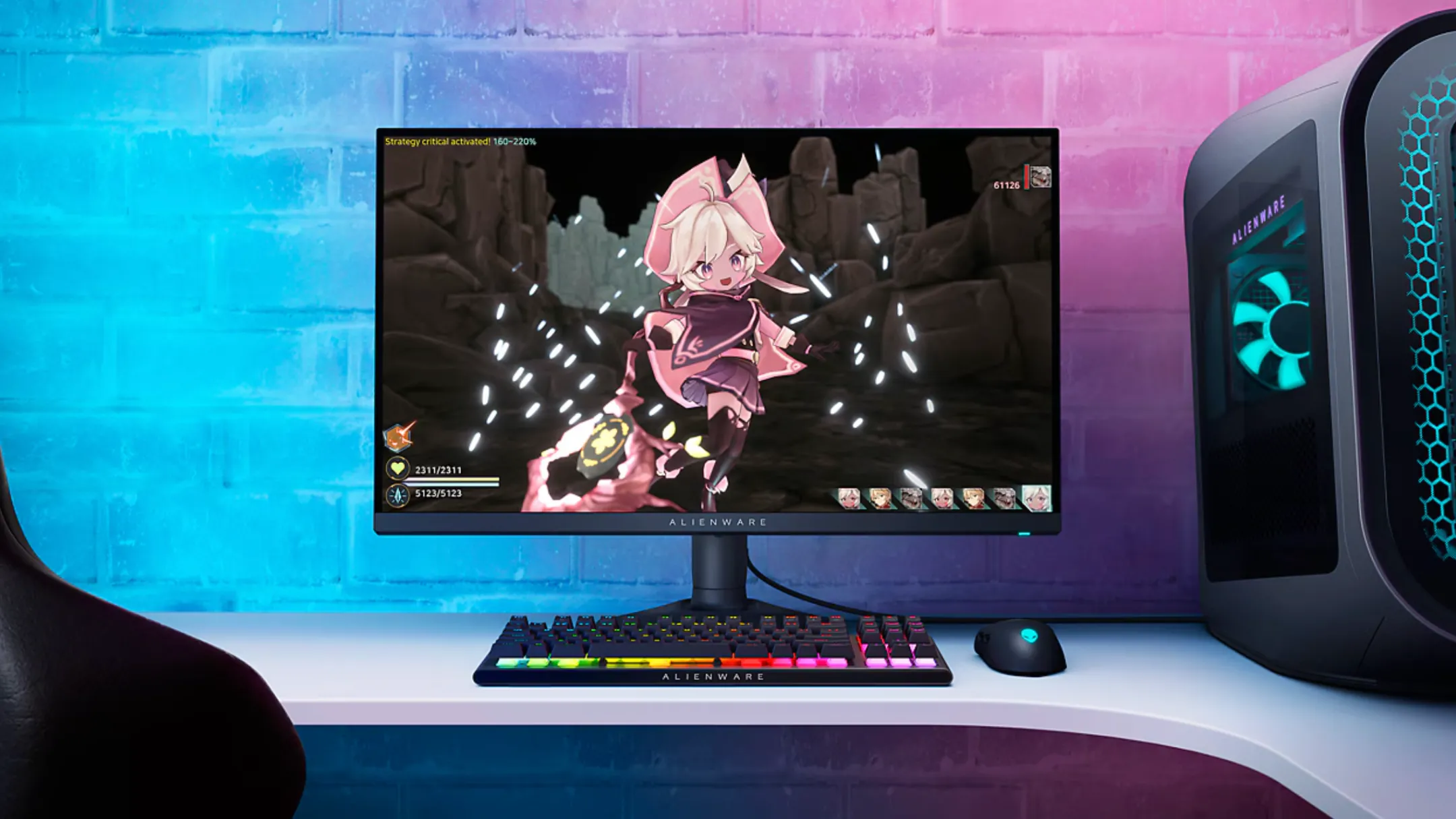 Cận cảnh màn hình Alienware AW2724DM hiển thị sắc nét với viền mỏng