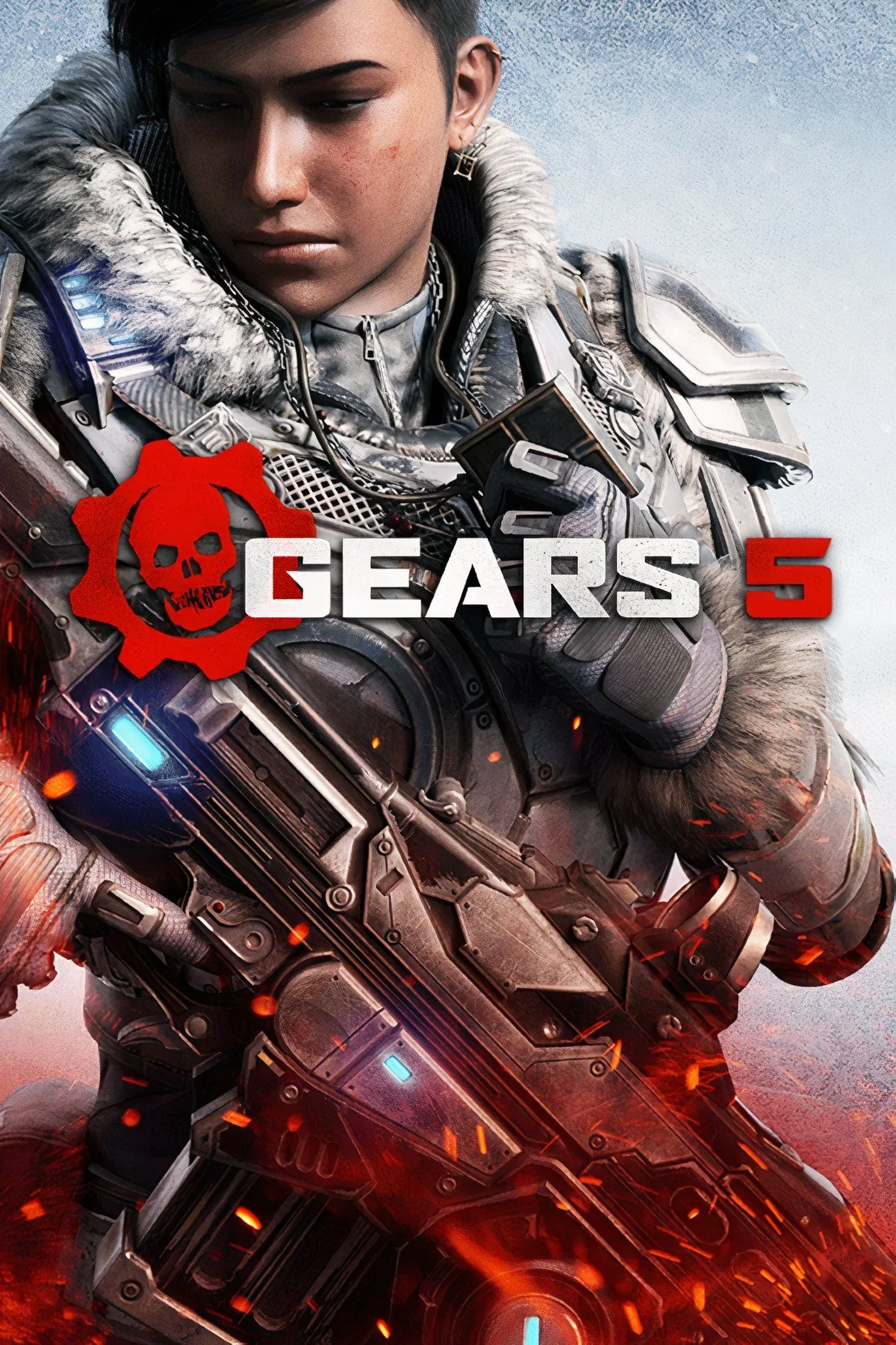 Cảnh chiến đấu góc nhìn thứ ba trong Gears 5 với nhân vật Kait Diaz và môi trường đổ nát