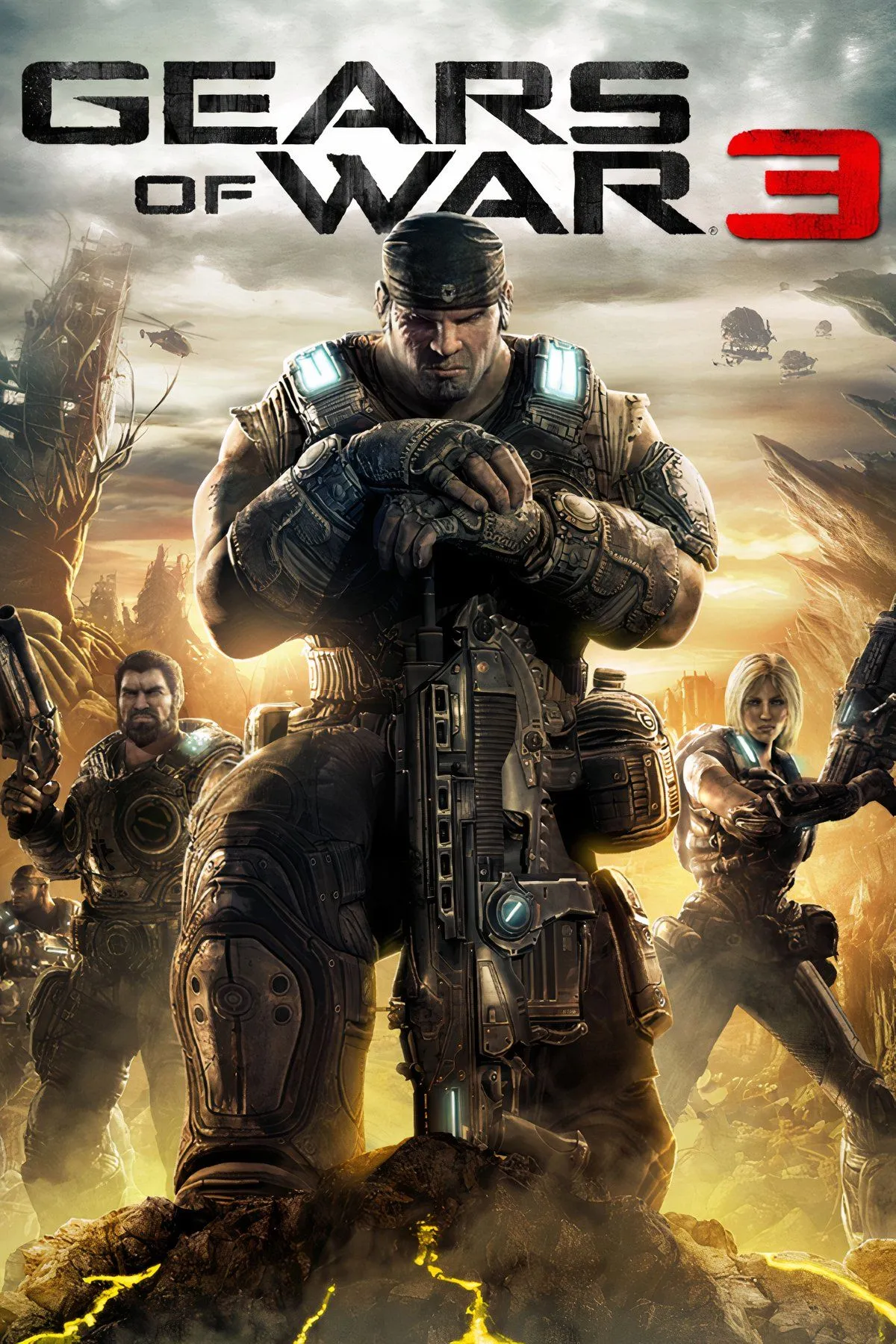 Cảnh chiến đấu hoành tráng trong Gears of War 3, một game bắn súng góc nhìn thứ ba