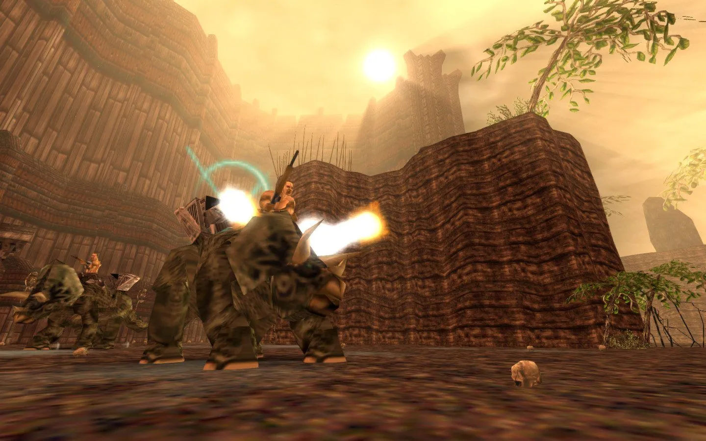 Cảnh chiến đấu hoành tráng trong Turok Remaster thể hiện sự cải thiện chất lượng đồ họa và trải nghiệm