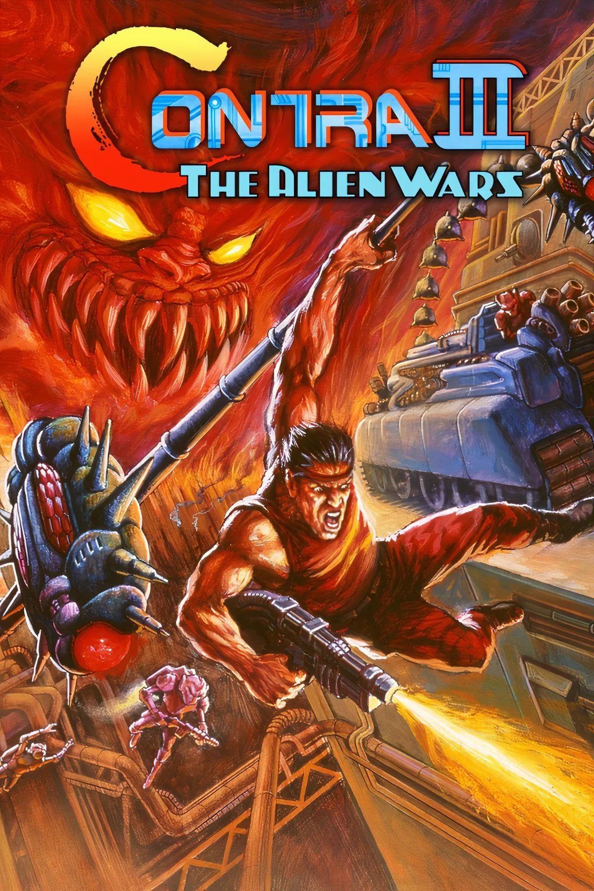 Cảnh chiến đấu kịch tính trong Contra III: The Alien Wars với chiếc Anti-Contra Battleship Dodriguez
