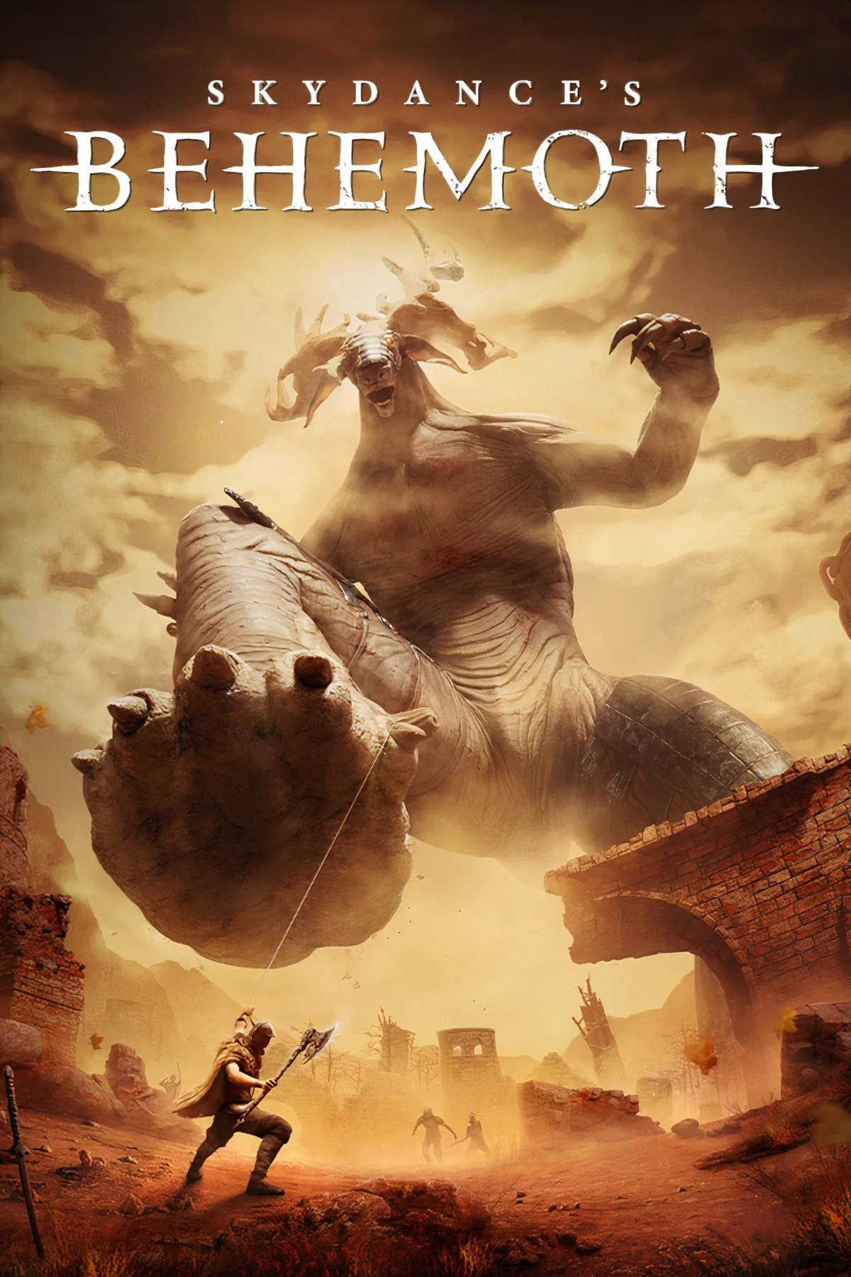 Cảnh chiến đấu kịch tính trong Skydance's Behemoth, người chơi đối đầu với quái vật khổng lồ trong thế giới dark fantasy