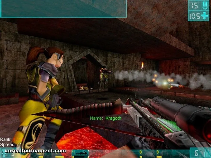 Cảnh chiến đấu từ game Unreal Tournament, thể hiện đồ họa và hành động nhanh