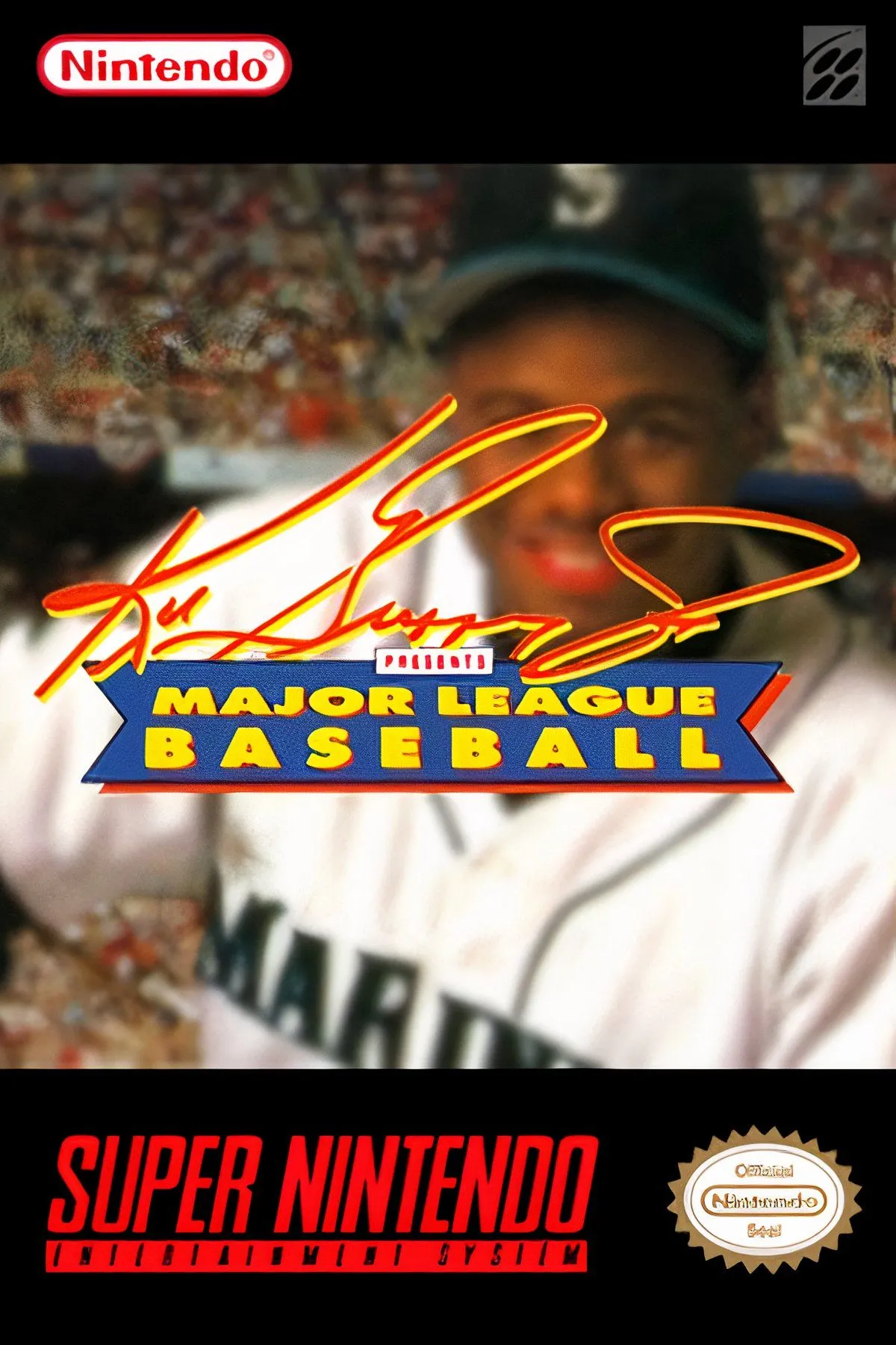 Cảnh chơi game bóng chày Ken Griffey Jr. Presents Major League Baseball trên SNES