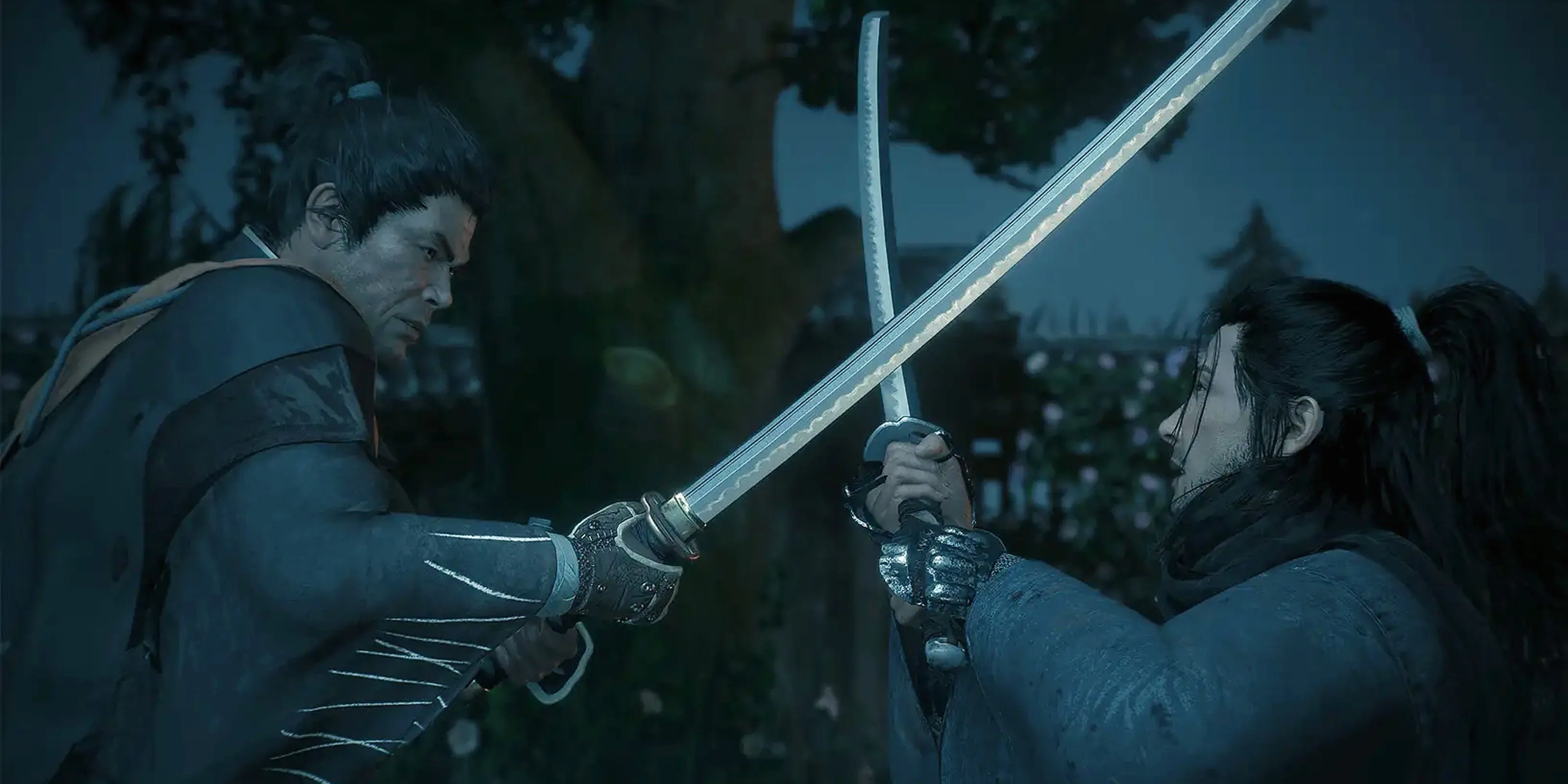 Cảnh đối đầu đấu kiếm kịch tính trong game hành động nhập vai Rise of the Ronin.