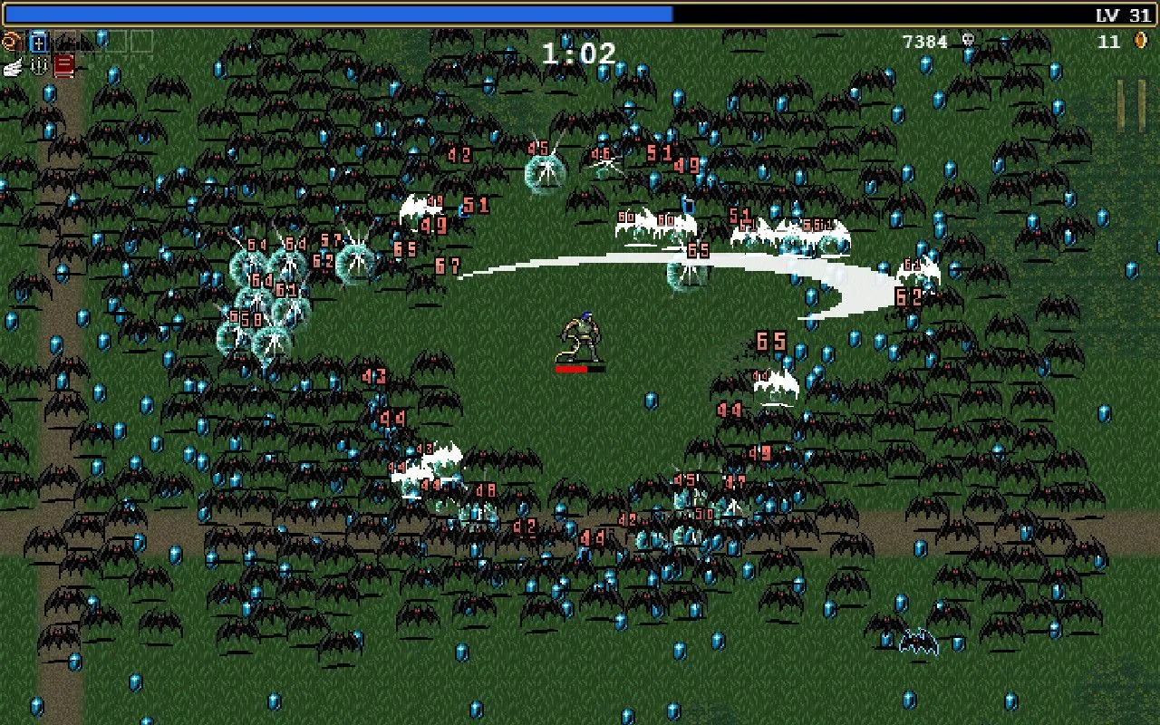 Cảnh gameplay ác liệt trong game Vampire Survivors trên trình duyệt