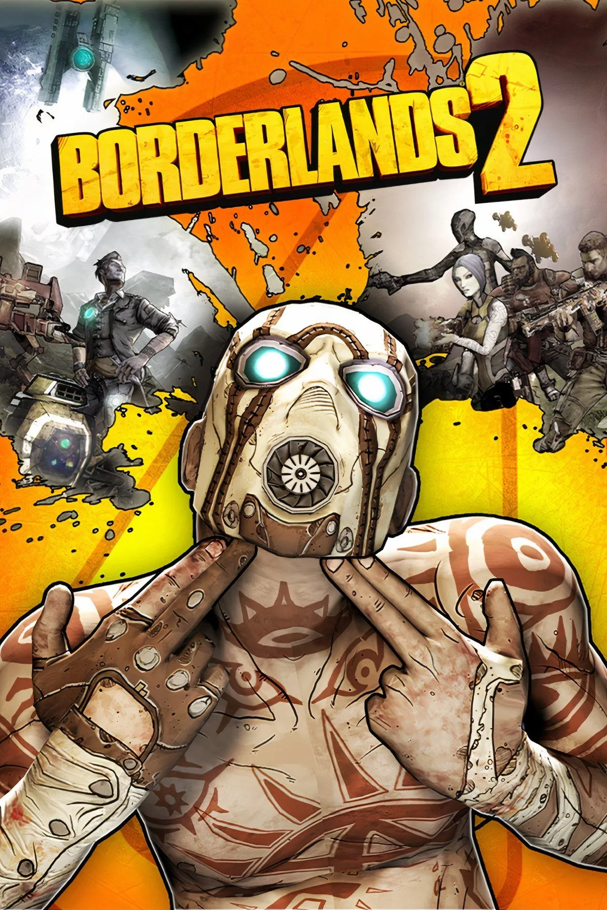 Cảnh gameplay Borderlands 2: Hai nhân vật chiến đấu và thu thập vật phẩm