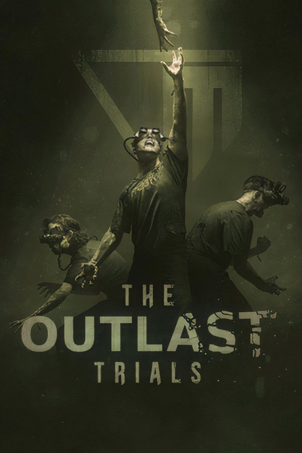 Cảnh gameplay The Outlast Trials, người chơi chạy trốn trong cơ sở kinh dị co-op