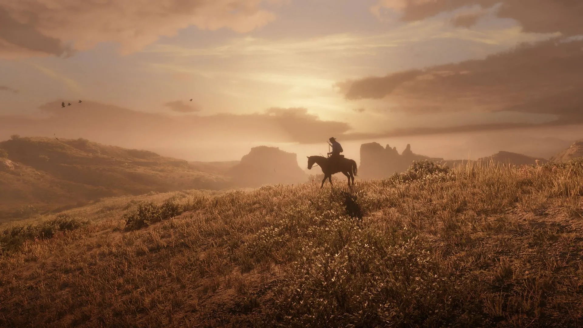 Cảnh hoàng hôn tuyệt đẹp trong game AAA Red Dead Redemption 2 trên PC