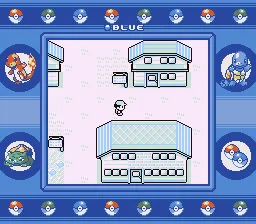 Cảnh khám phá thế giới trong Pokemon Blue, với nhân vật chính.