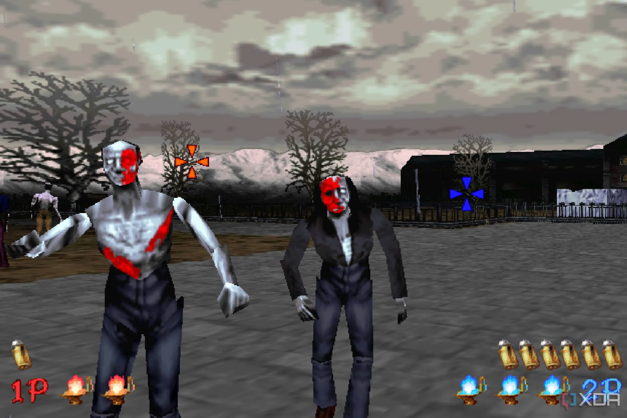 Cảnh nhiệm vụ mở đầu trong game The House of the Dead, một tựa game bắn zombie arcade kinh điển.