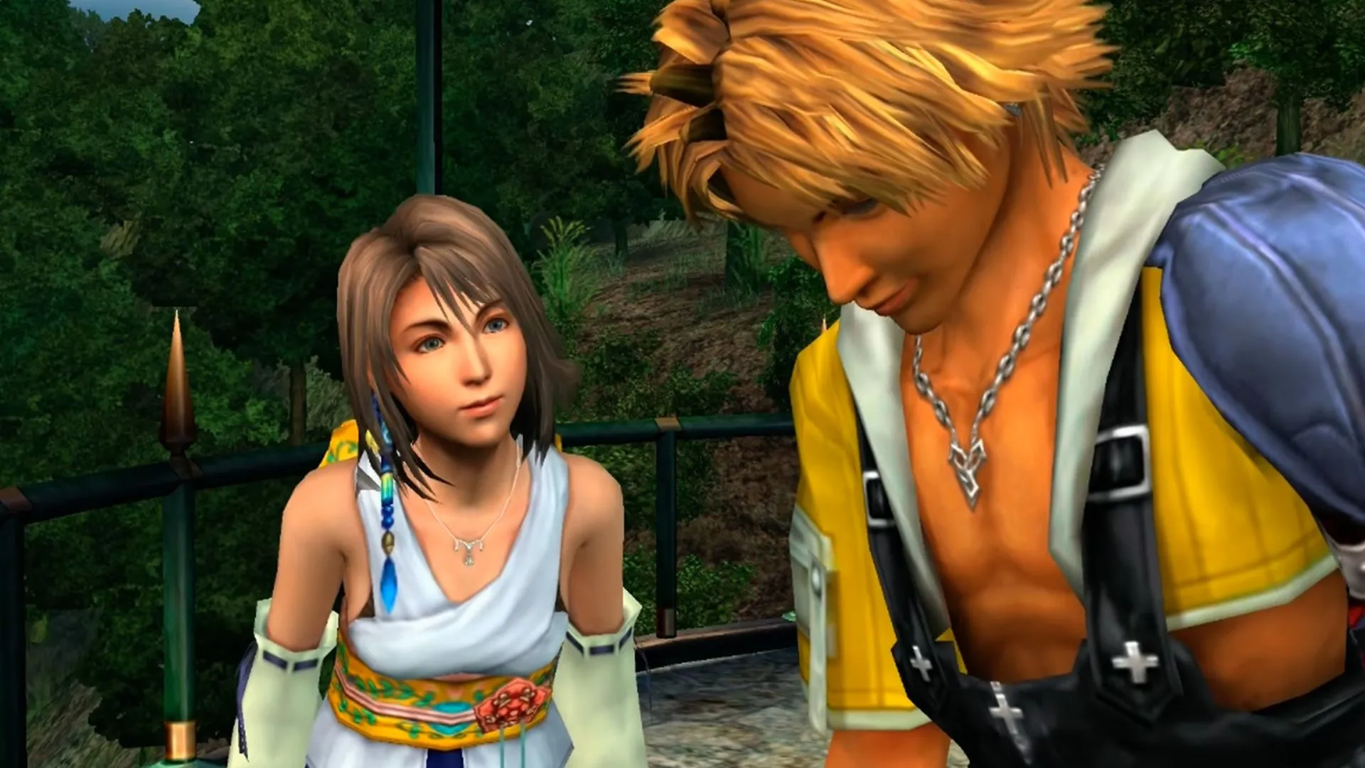 Cảnh Tidus và Yuna cùng nhau cười trong Final Fantasy X, một khoảnh khắc biểu tượng thường bị hiểu lầm