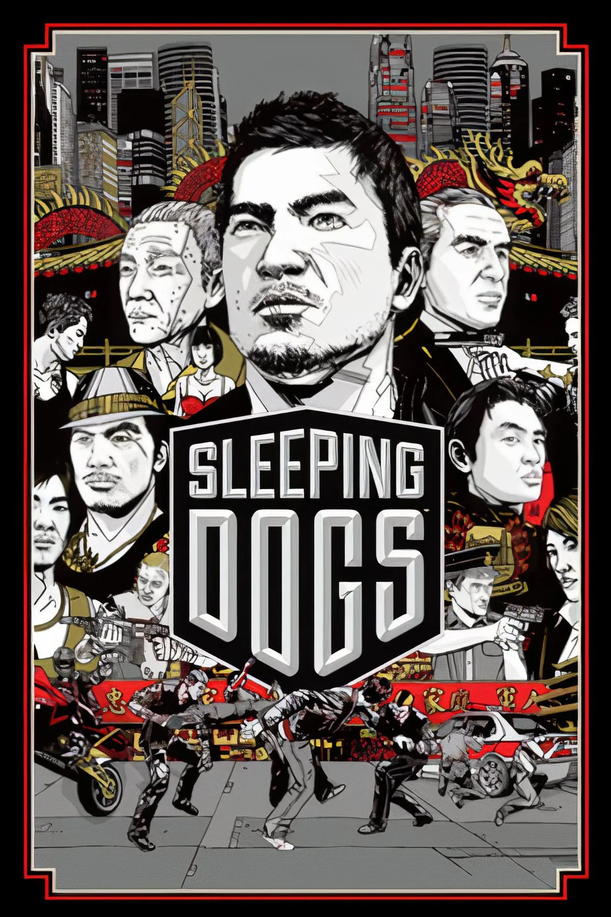 Cảnh trong game Sleeping Dogs với nhân vật chính Wei Shen hành động trong thành phố neon rực rỡ