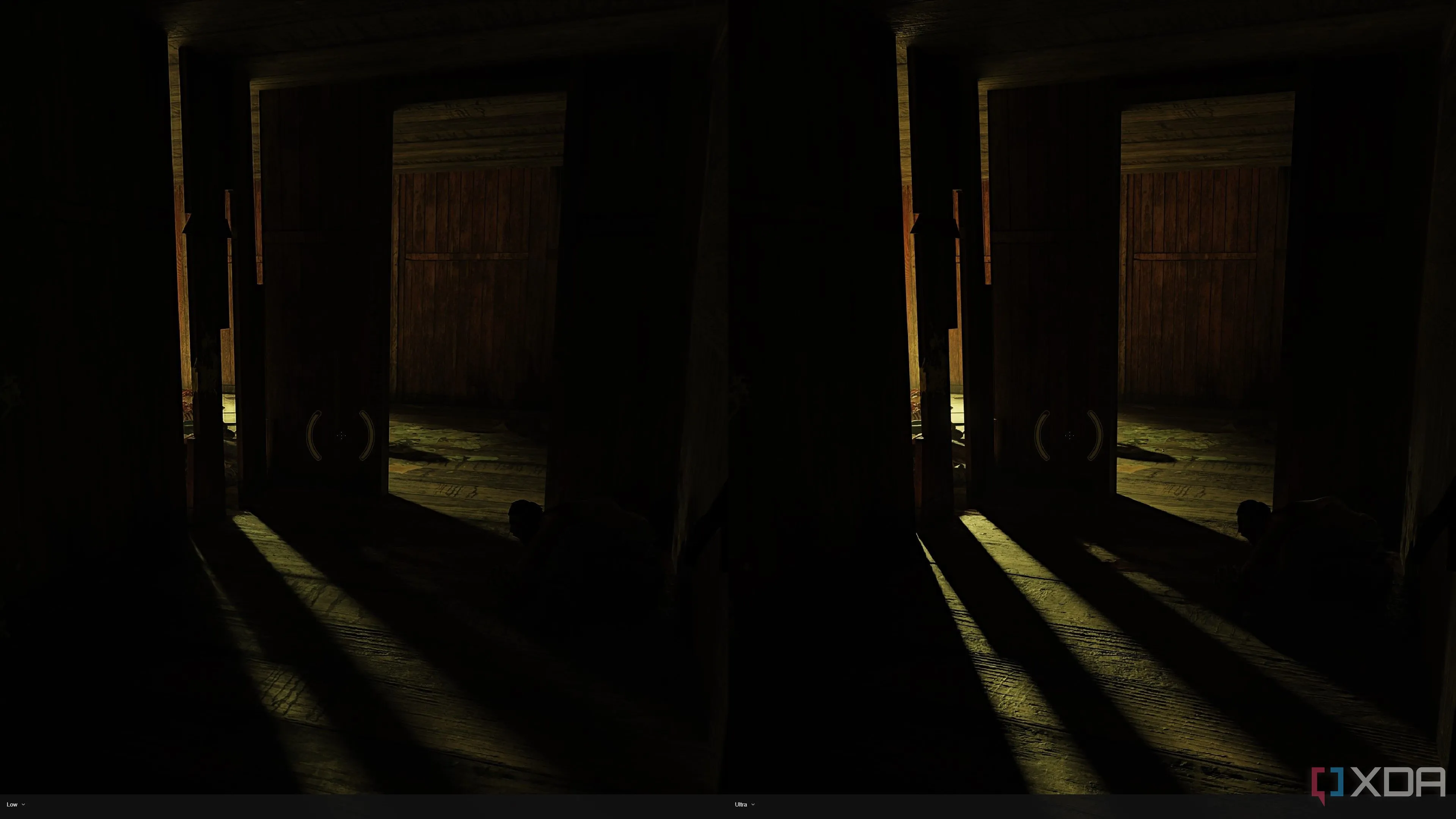 Cảnh trong Half-Life 2 RTX thể hiện ánh sáng dò tia (ray-traced lighting) ở khu vực Ravenholm, một ví dụ về môi trường có hiệu ứng ánh sáng ấn tượng