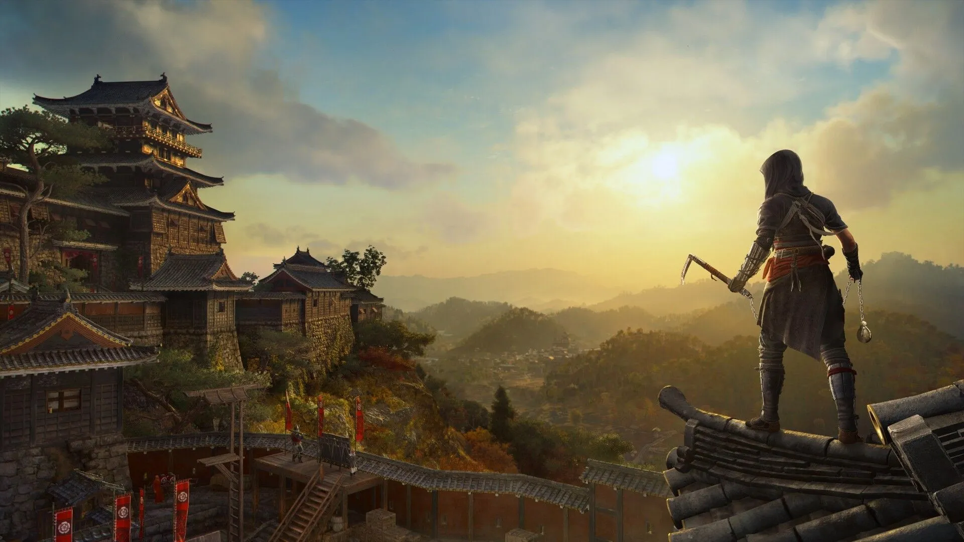 Chân dung Yasuke, một trong hai nhân vật chính của Assassin's Creed Shadows, trong bối cảnh Nhật Bản