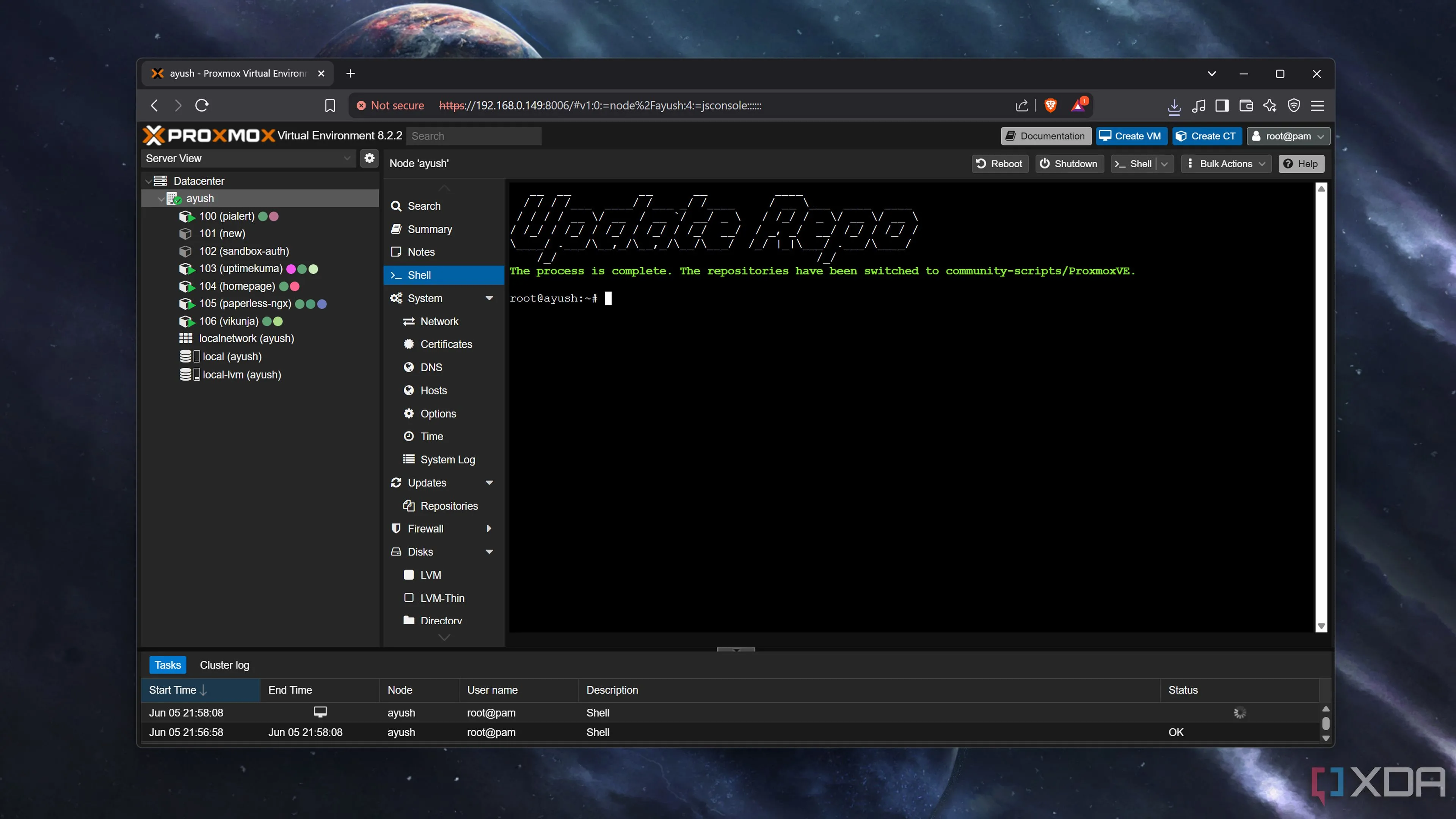 Chạy script Proxmox Update Repositories để khắc phục sự cố và đảm bảo các kho lưu trữ gói hoạt động bình thường trên Proxmox