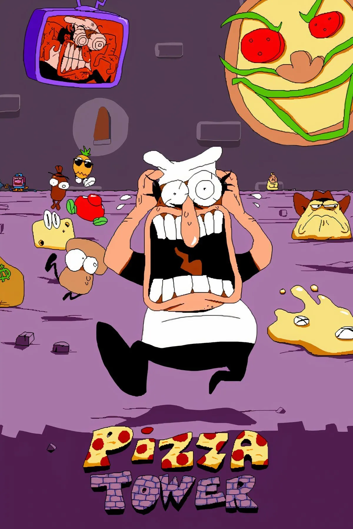 Chef Peppino Spaghetti trong game platformer 2D tốc độ cao Pizza Tower
