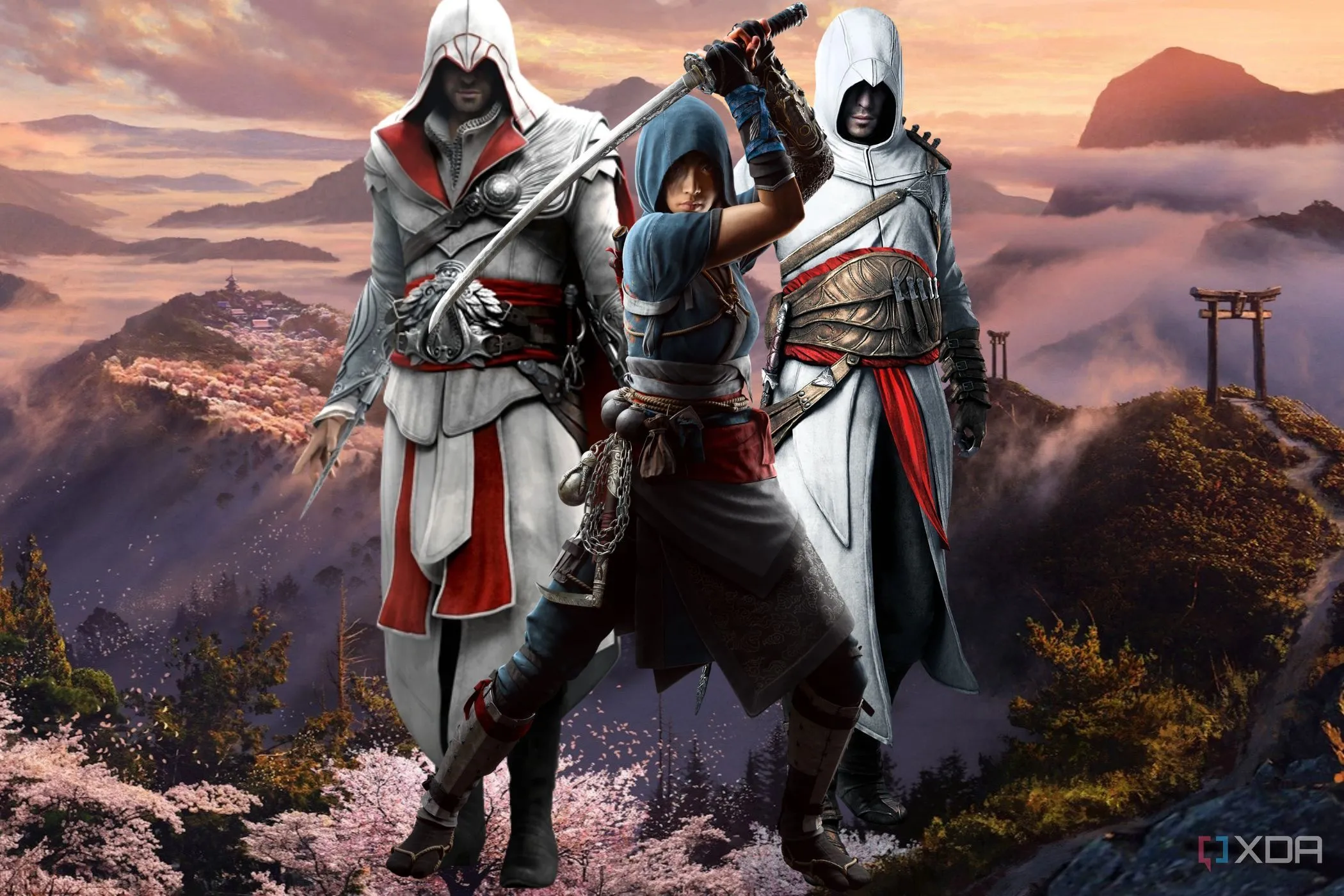 Chiến binh Shinobi trong Assassin's Creed Shadows thực hiện đòn ám sát, minh họa gameplay lén lút và hành động.