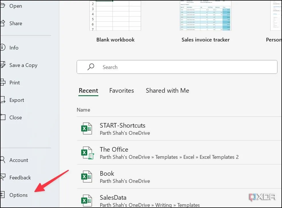 Chọn Advanced trong cửa sổ Options của Excel để tùy chỉnh nâng cao